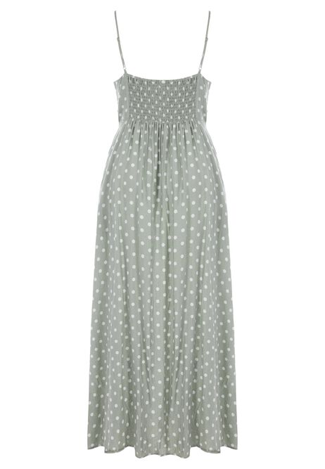 Womens Mint Polka Dot Waisted Midi Dress