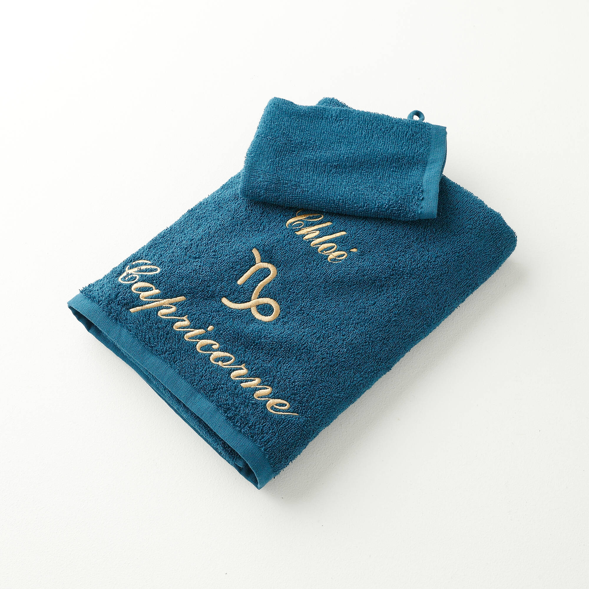Serviettes de bain brodées Capricorne personnalisable - 420g/m2