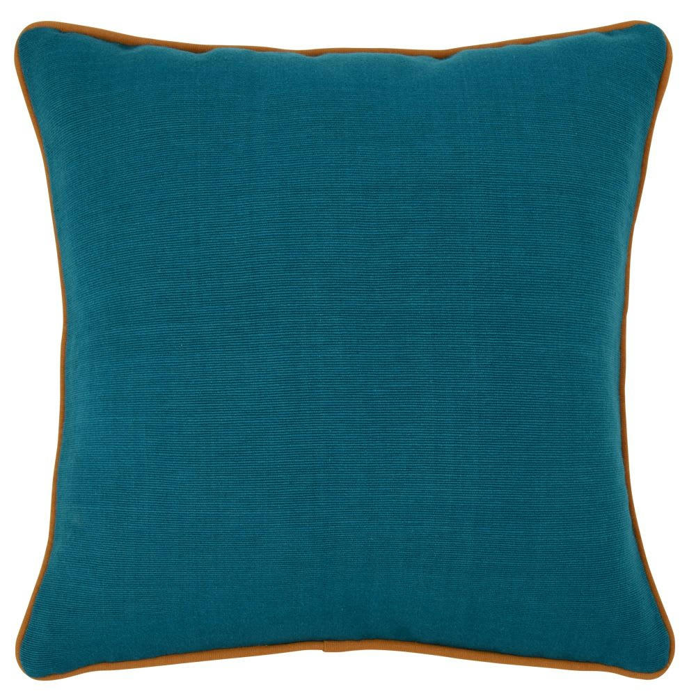 CANOAS - Housse de coussin bicolore en coton bleu clair et bleu canard 40x40