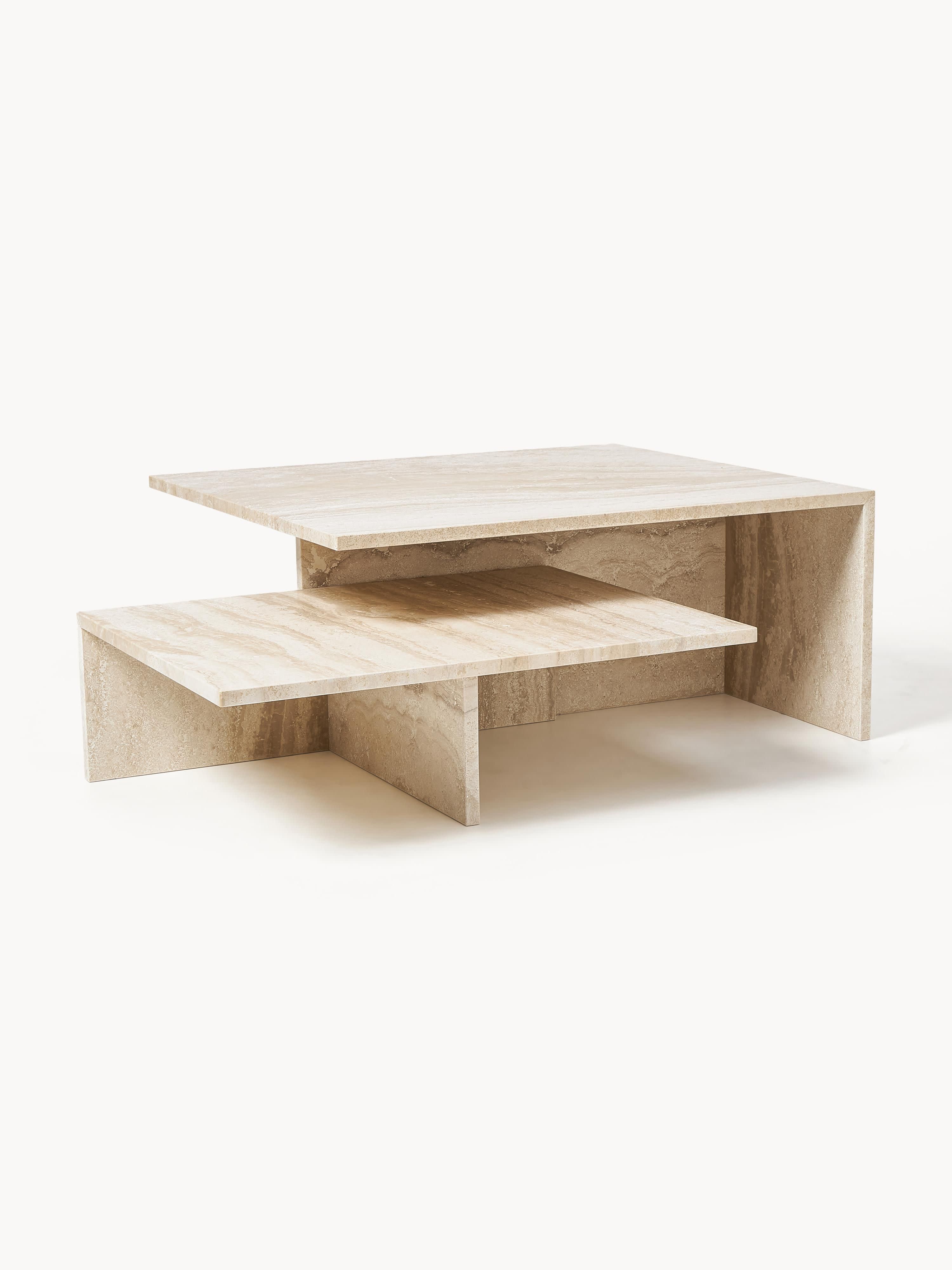 Travertin-Couchtische Distinct Grande Duo, 2er-Set