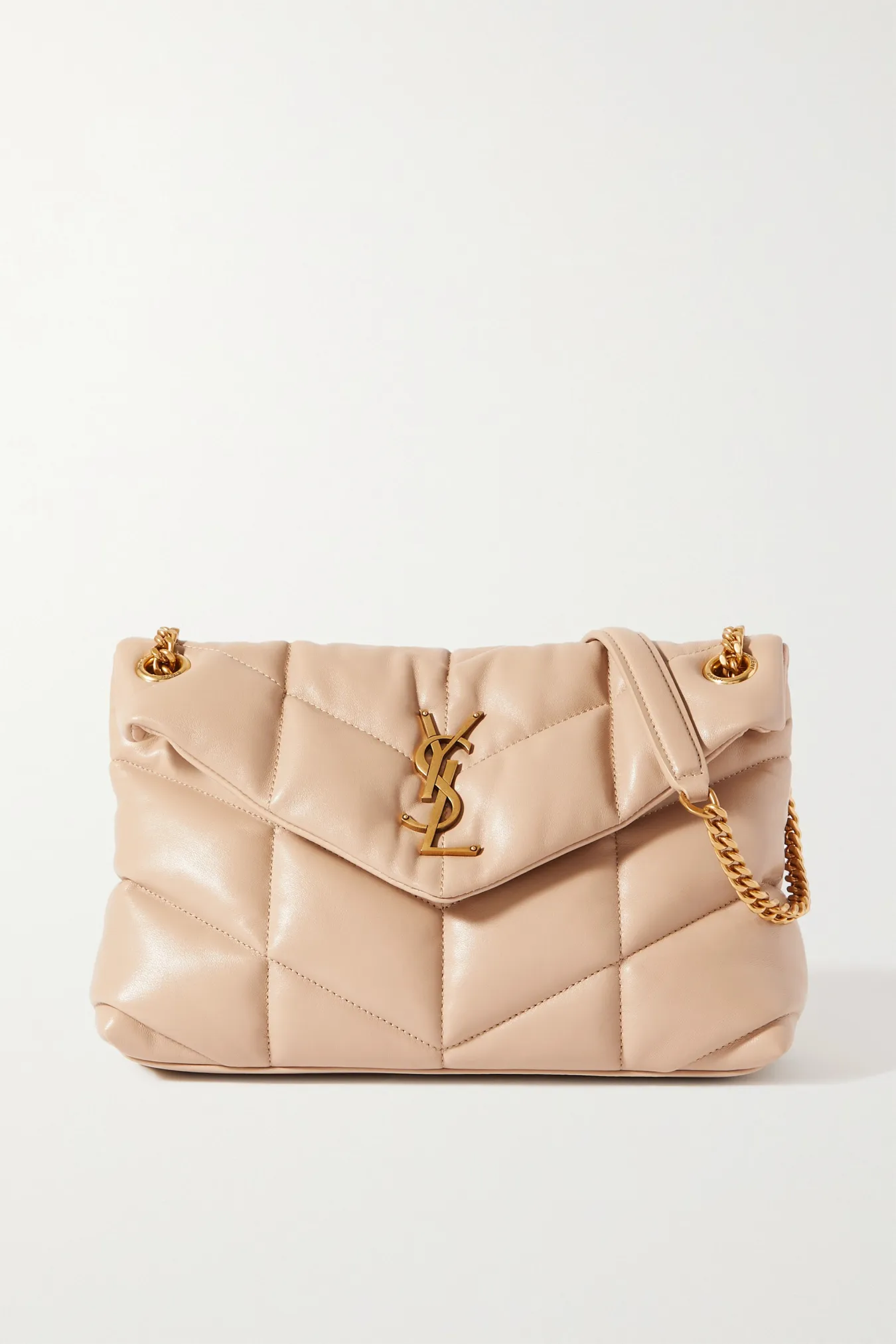 Saint Laurent Loulou Puffer small quilted leather shoulder bag beige