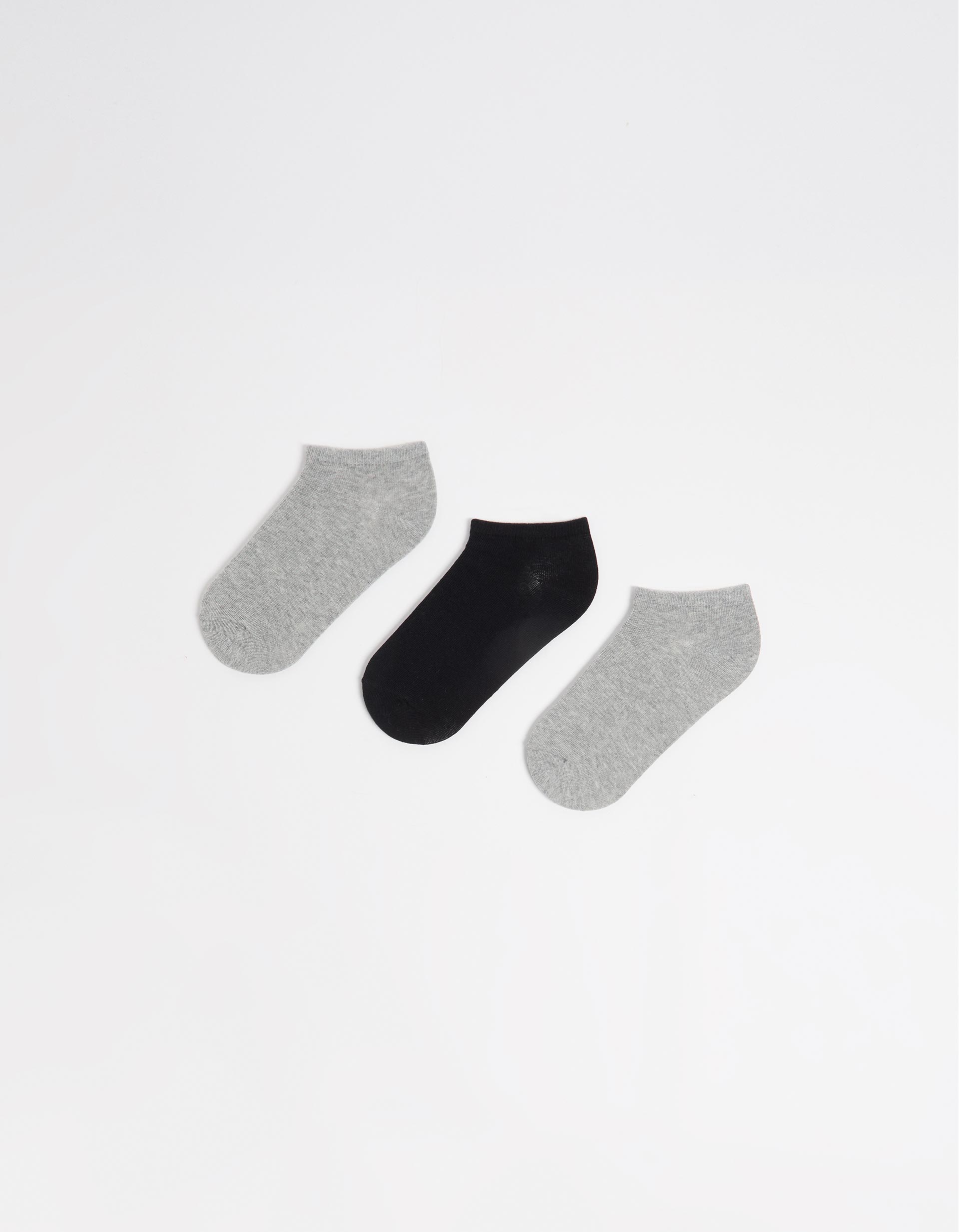 Pack 3 Pares de Meias Tornozelo, Mulher, Cinzento Claro