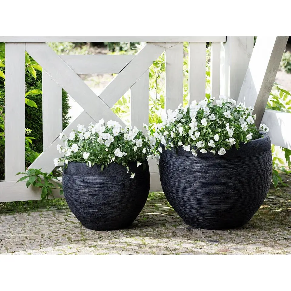 ZAKROS - Bloempot - Zwart - 50 cm - Klei-vezelmengsel