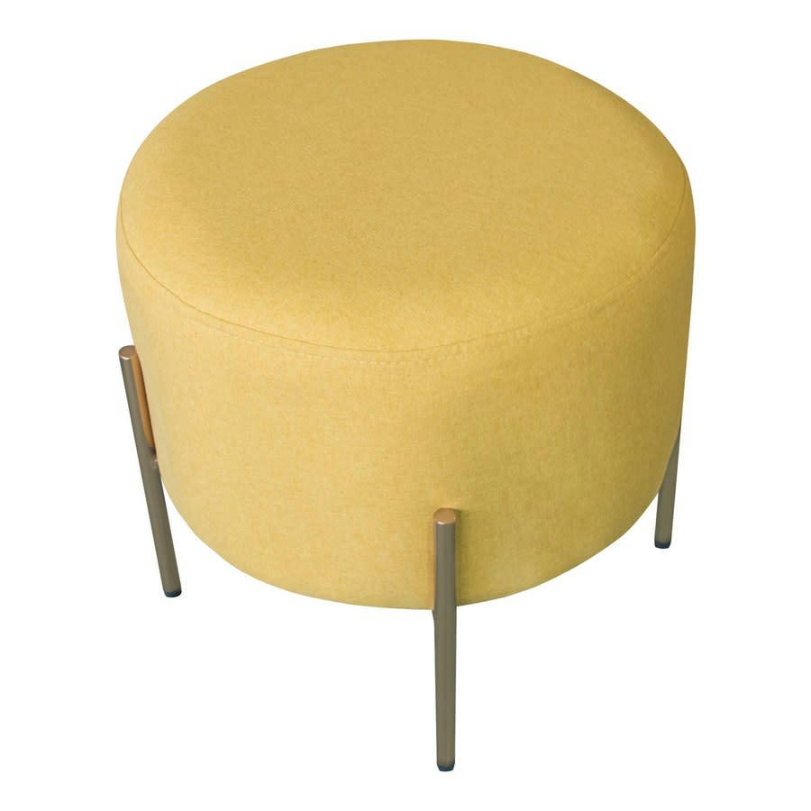 KATE - Pouf rond ocre en tissu lin