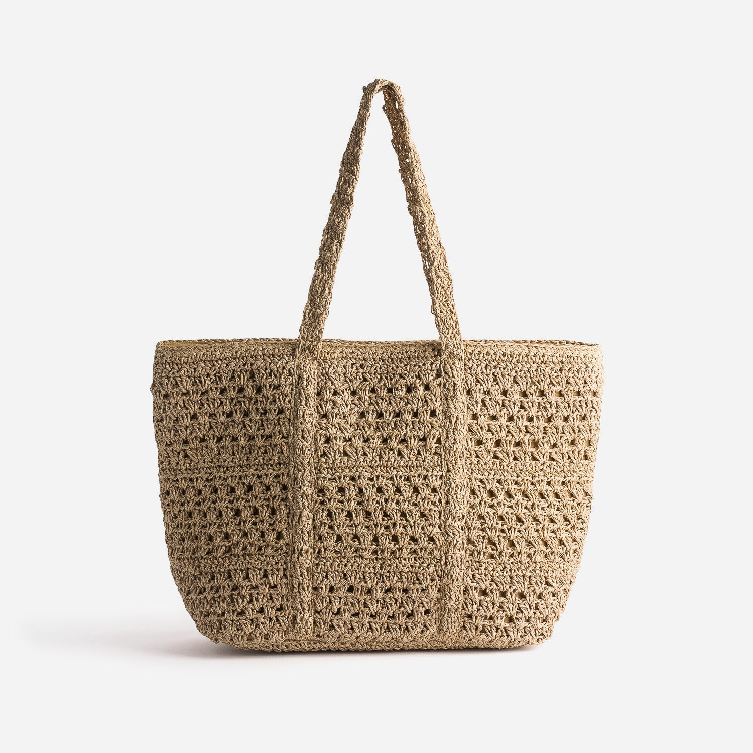 Sac cabas TEXTO beige en raphia
