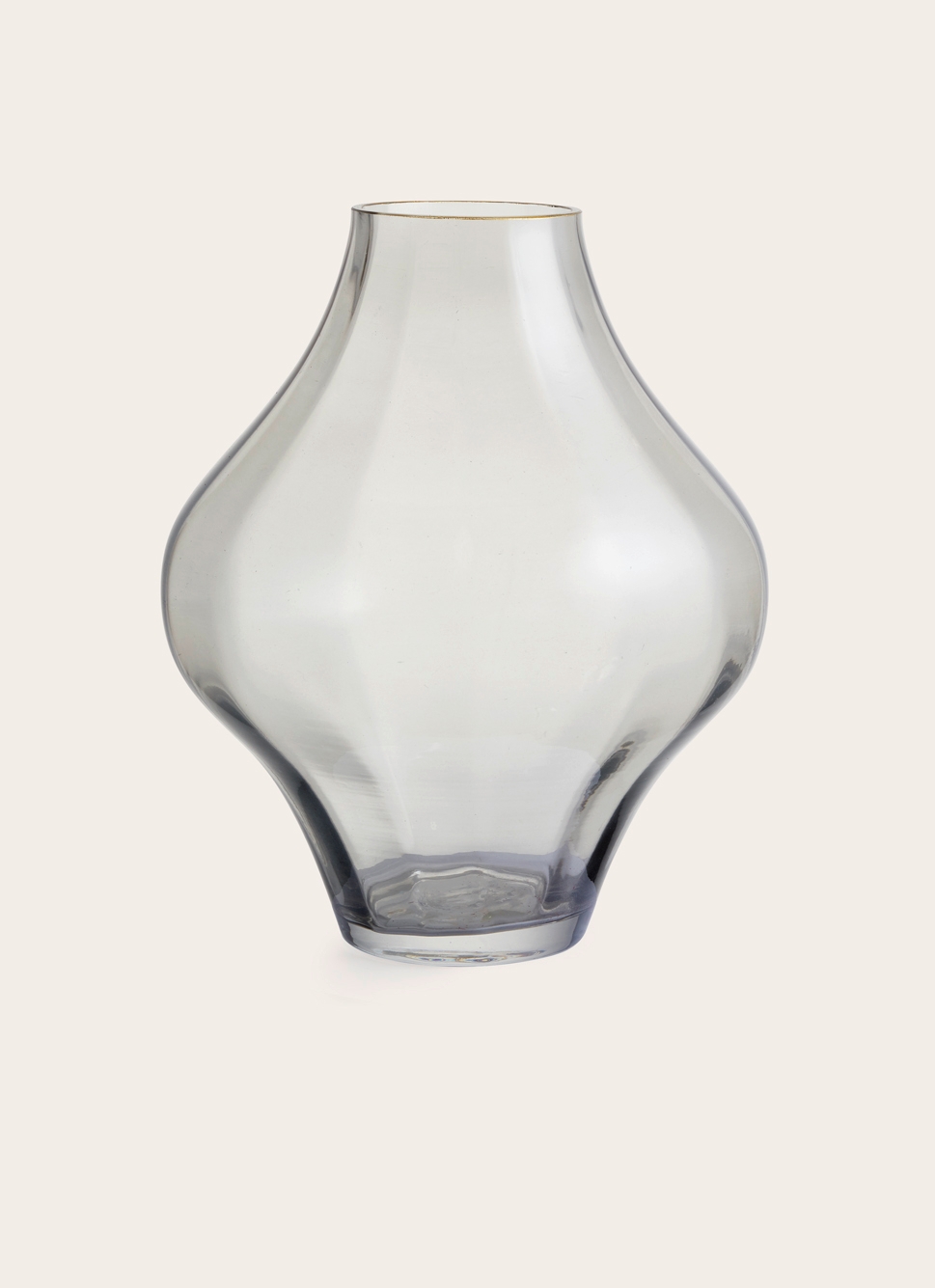 VASE EN VERRE BOMBÉ TRANSPARENT/LISERET DORE