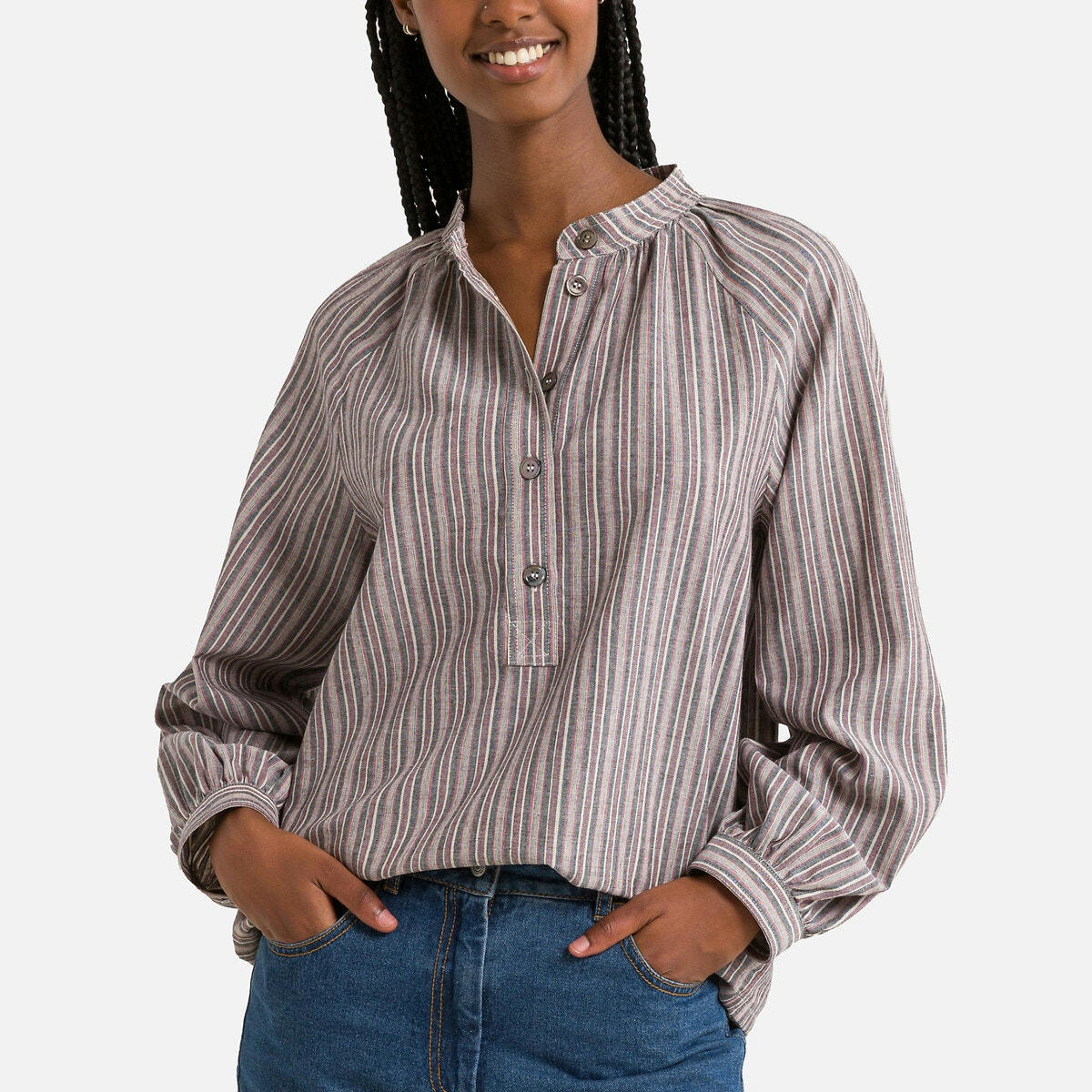 Blouse ample rayée manches longues