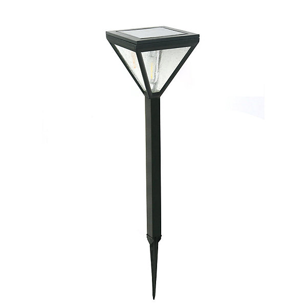 Lanterne solaire en inox verre effet pluie, Hauteur 56cm- 25 Lumens- Eclairage extérieur Jardin