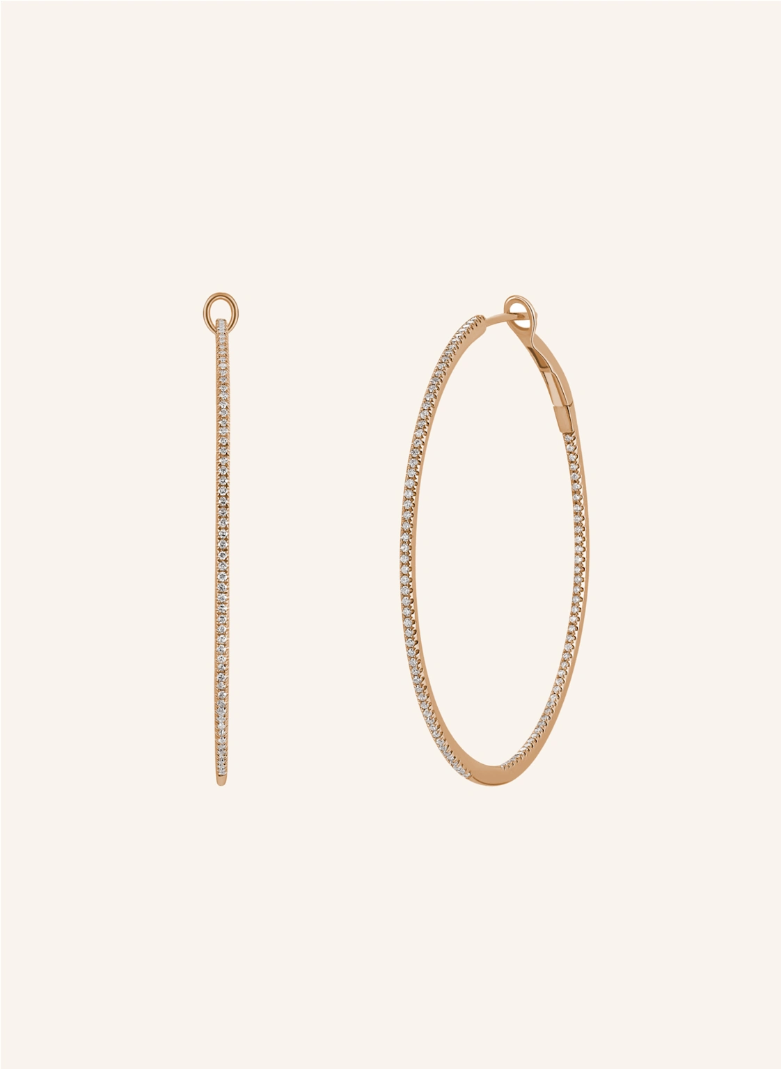 Leaf Creolen CIRCLE L aus 18 Karat Roségold mit Diamanten