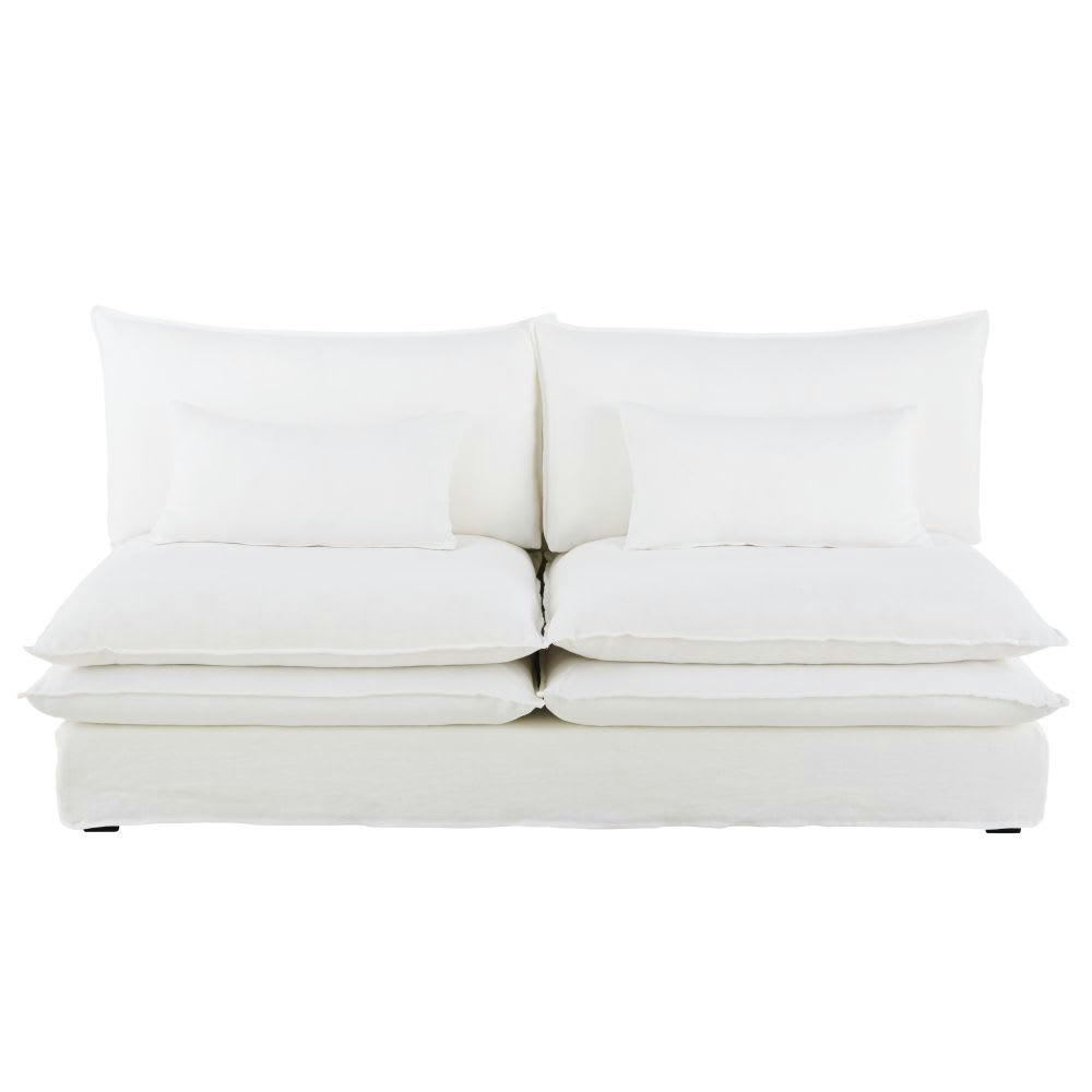 Pompei - Chauffeuse pour canapé modulable 2 places en lin blanc