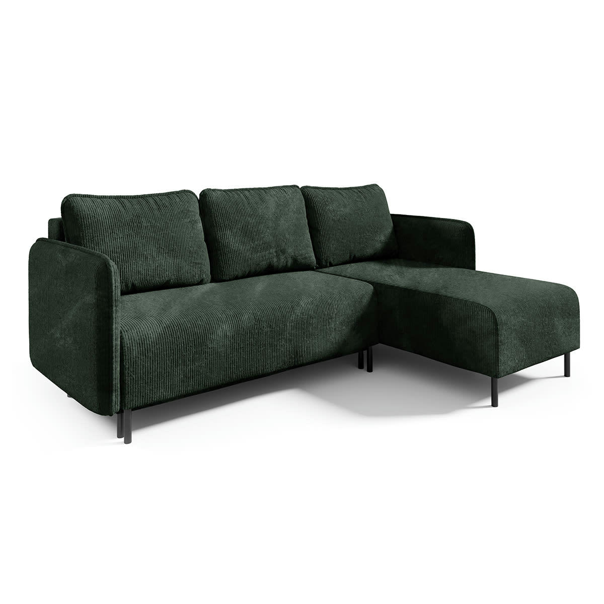 - Canapé d'angle 3 places velours côtelé vert