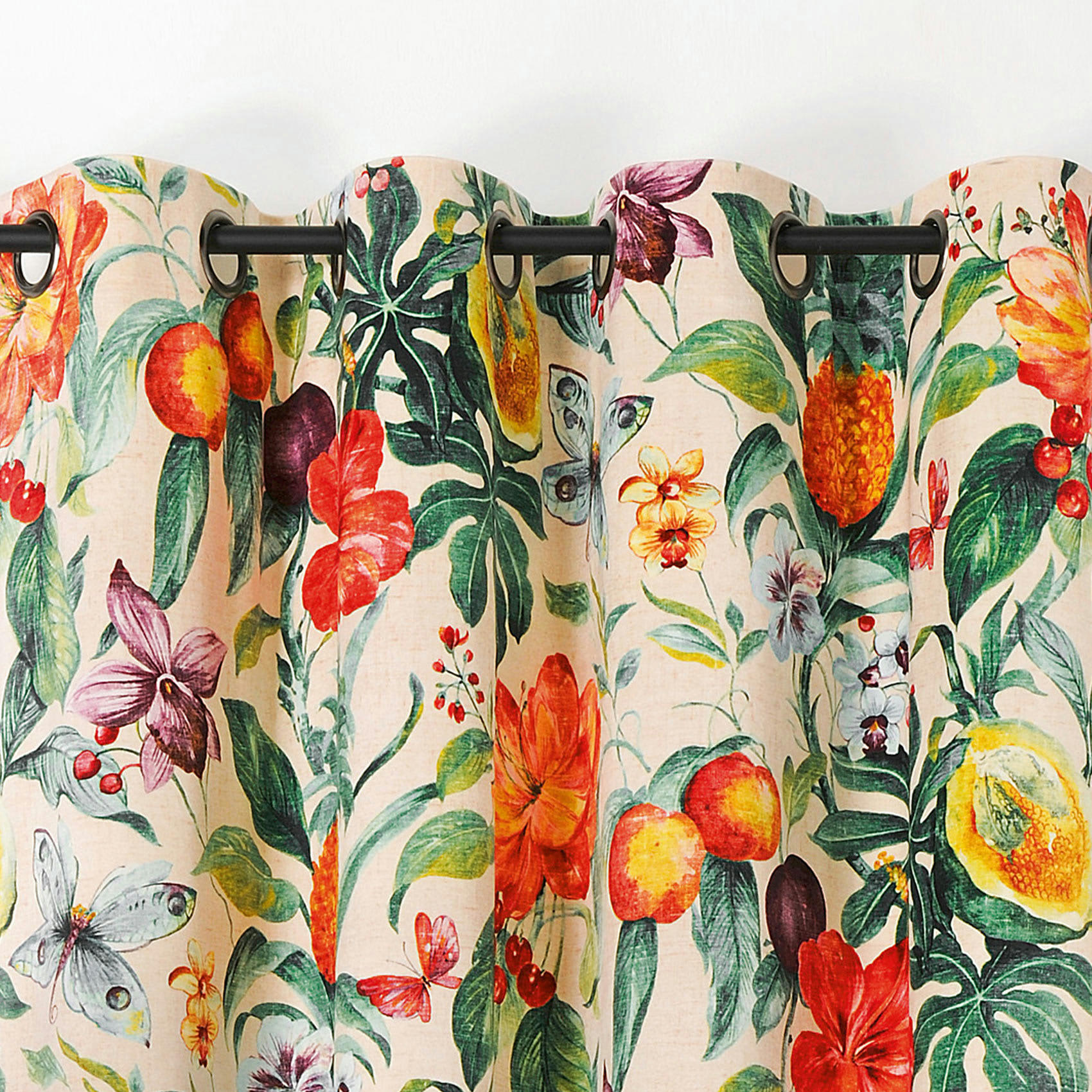 - Voilage tamisant ananas polyester multicolore 260 x 145