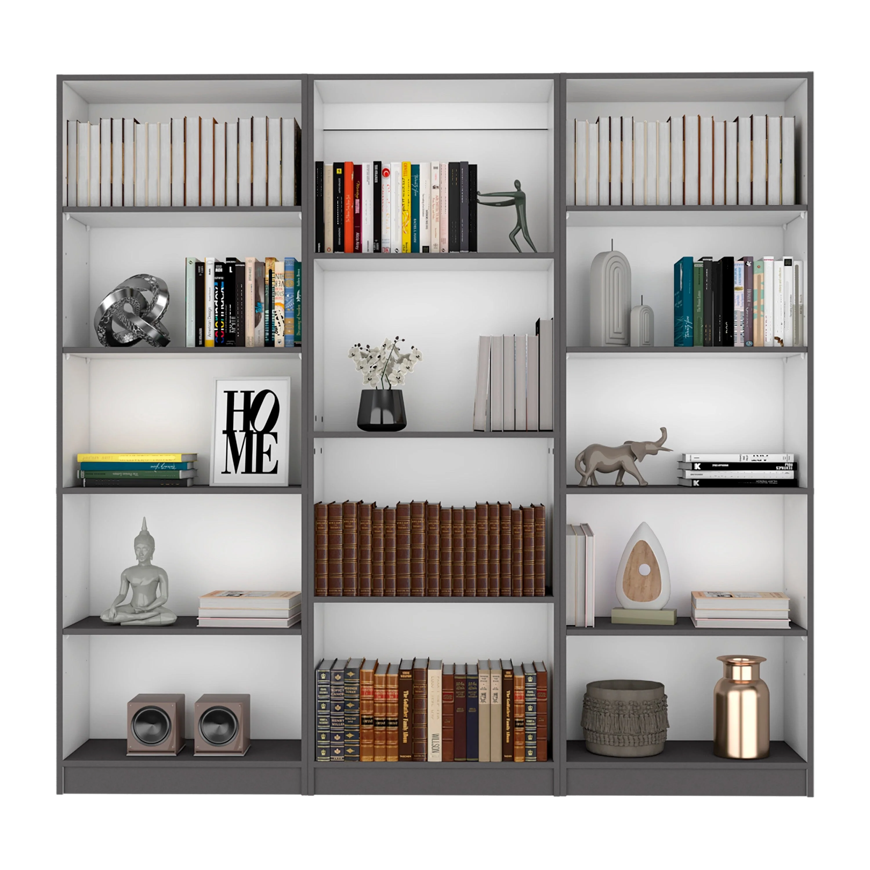 Kenyon 74 Wide 5-Shelf Option B Bookcase Set of 3