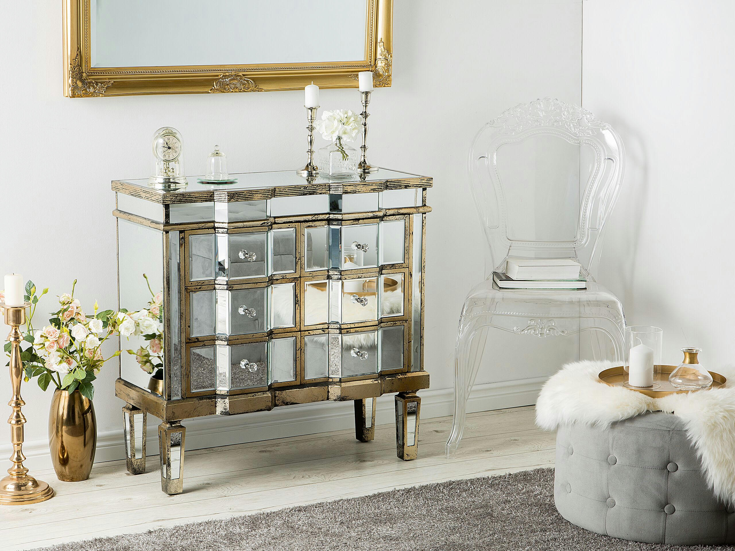 MOZELA - Buffet miroir de 6 tiroirs