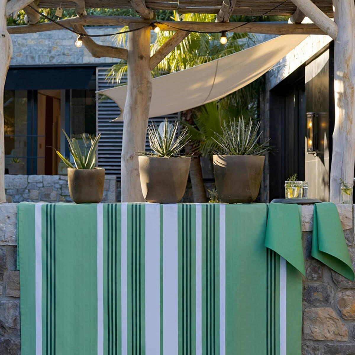 ENEA - Serviette de table coton vert 50x55 cm