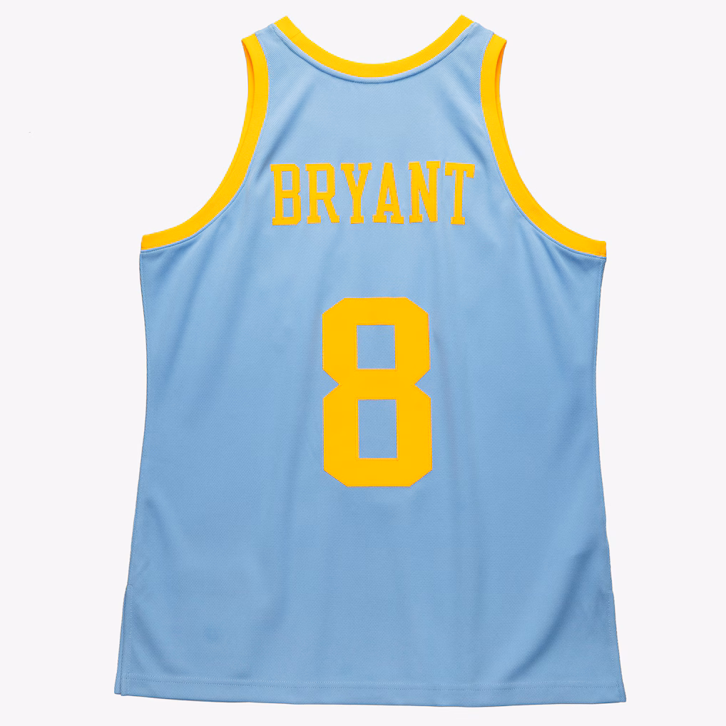 Men's Los Angeles Lakers Kobe Bryant M $ N Powder Blue 2001/02 Hardwood Classics Authentic Player Jersey