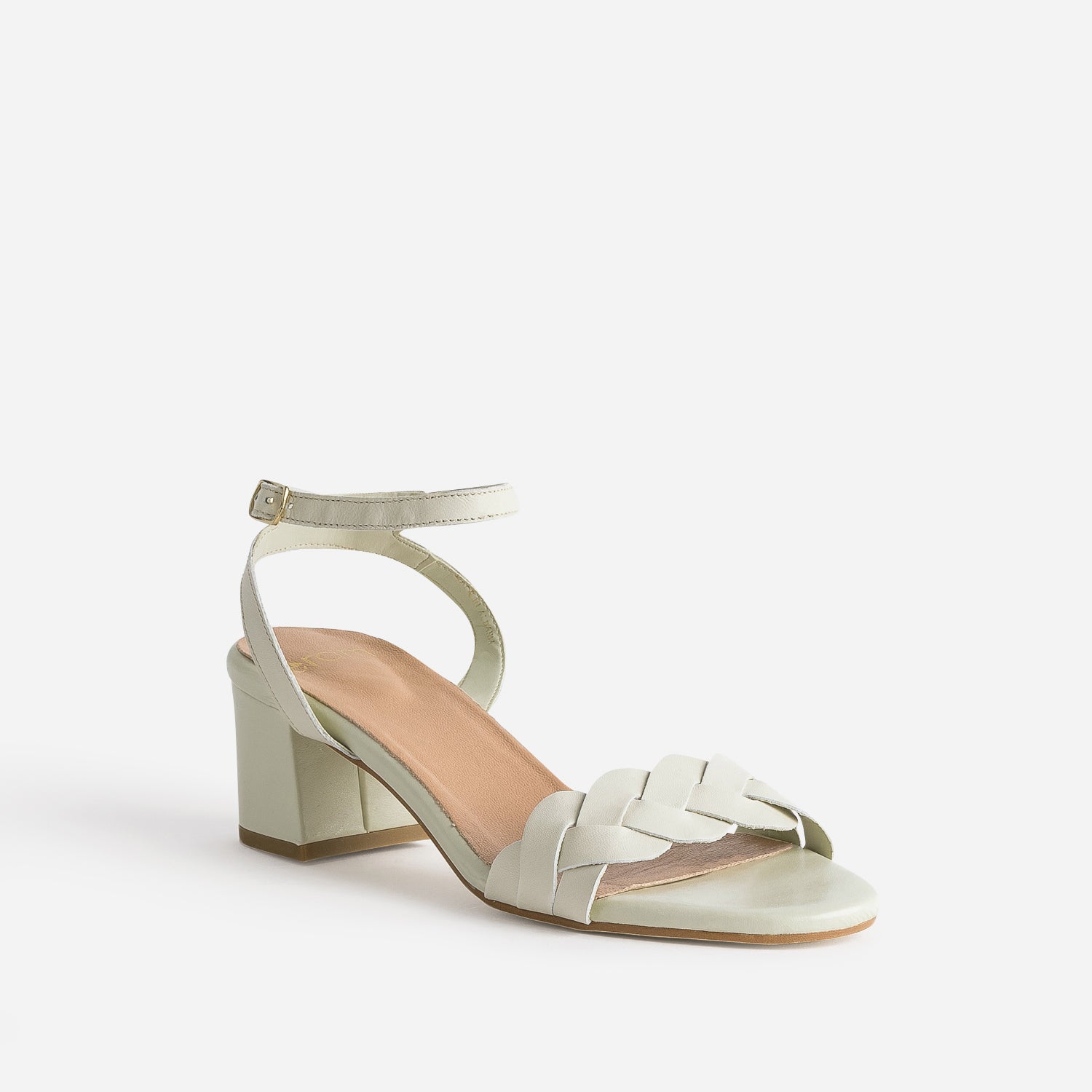 Sandale en cuir blanc cassé