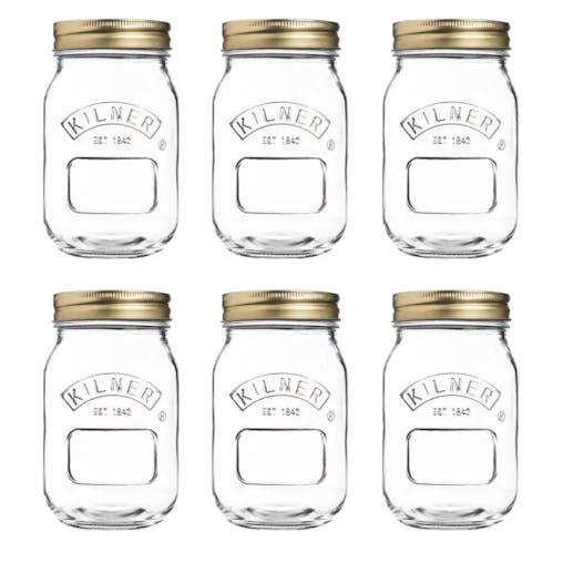 Kilner Preserving Set | Jar Tongs Funnel Jam Pan 6 x Preserve Jars 500ml