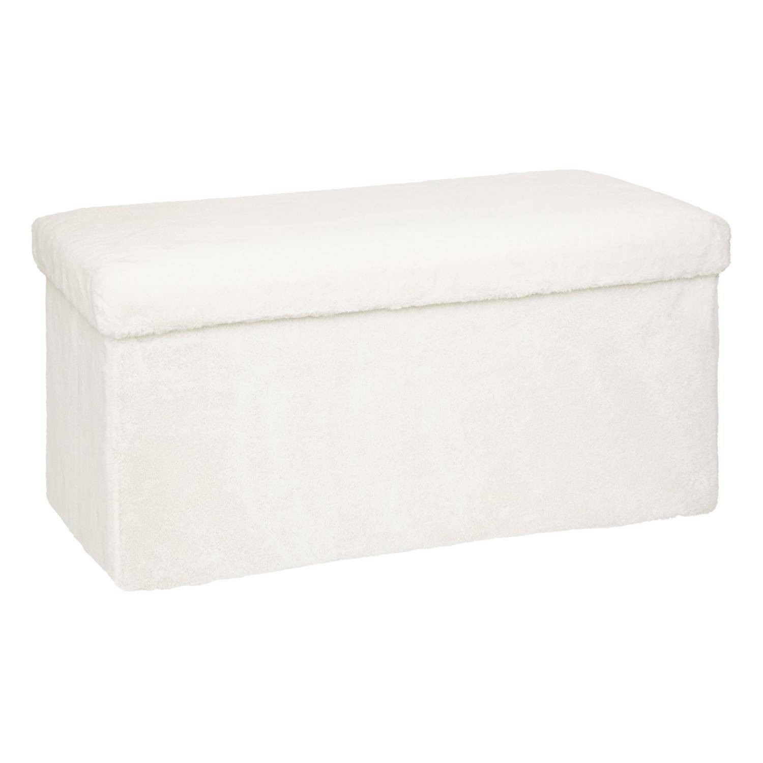 Pufa ze schowkiem Ezzio, materiał z efektem boucle