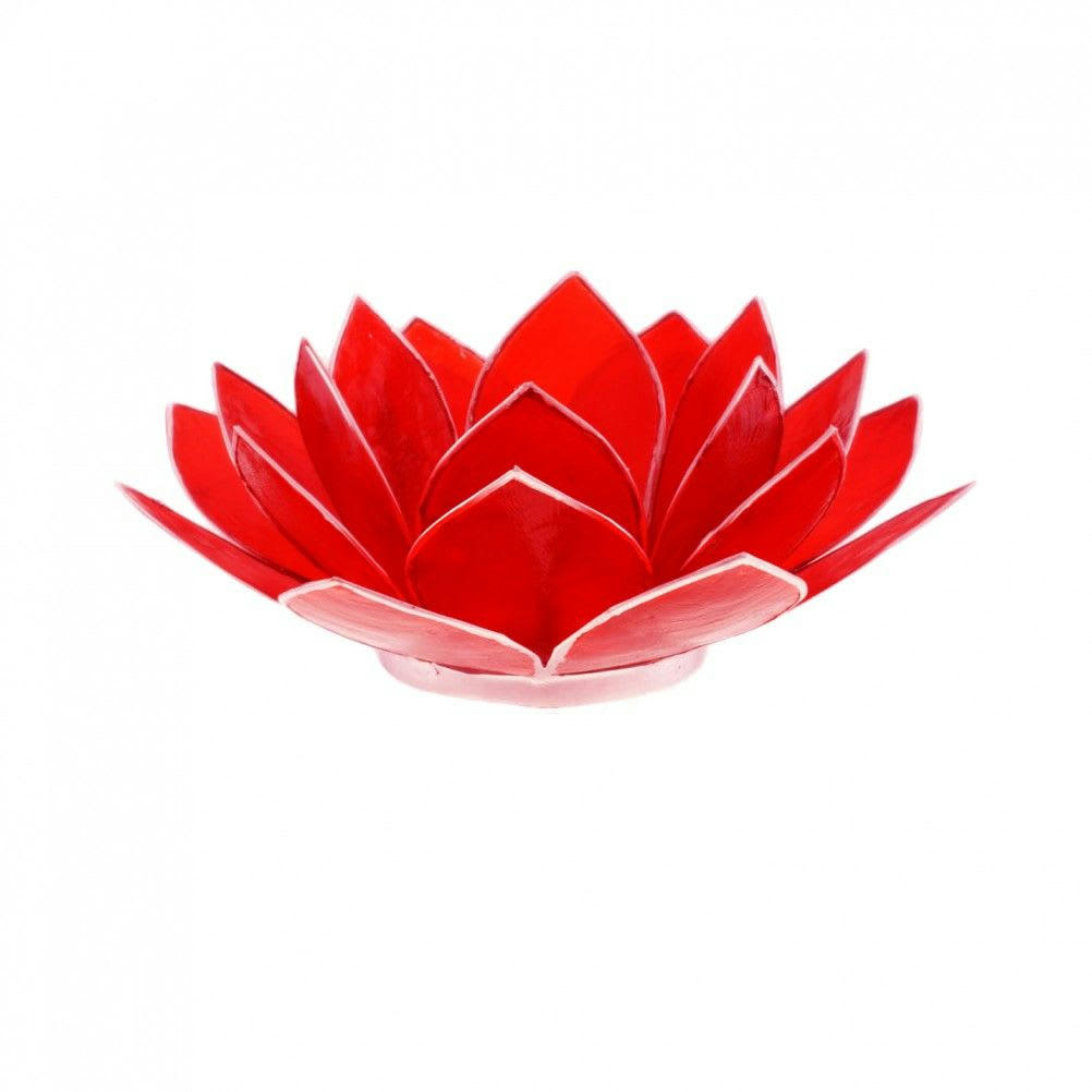 LOTUS - Porte bougie fleur de lotus rouge et argent