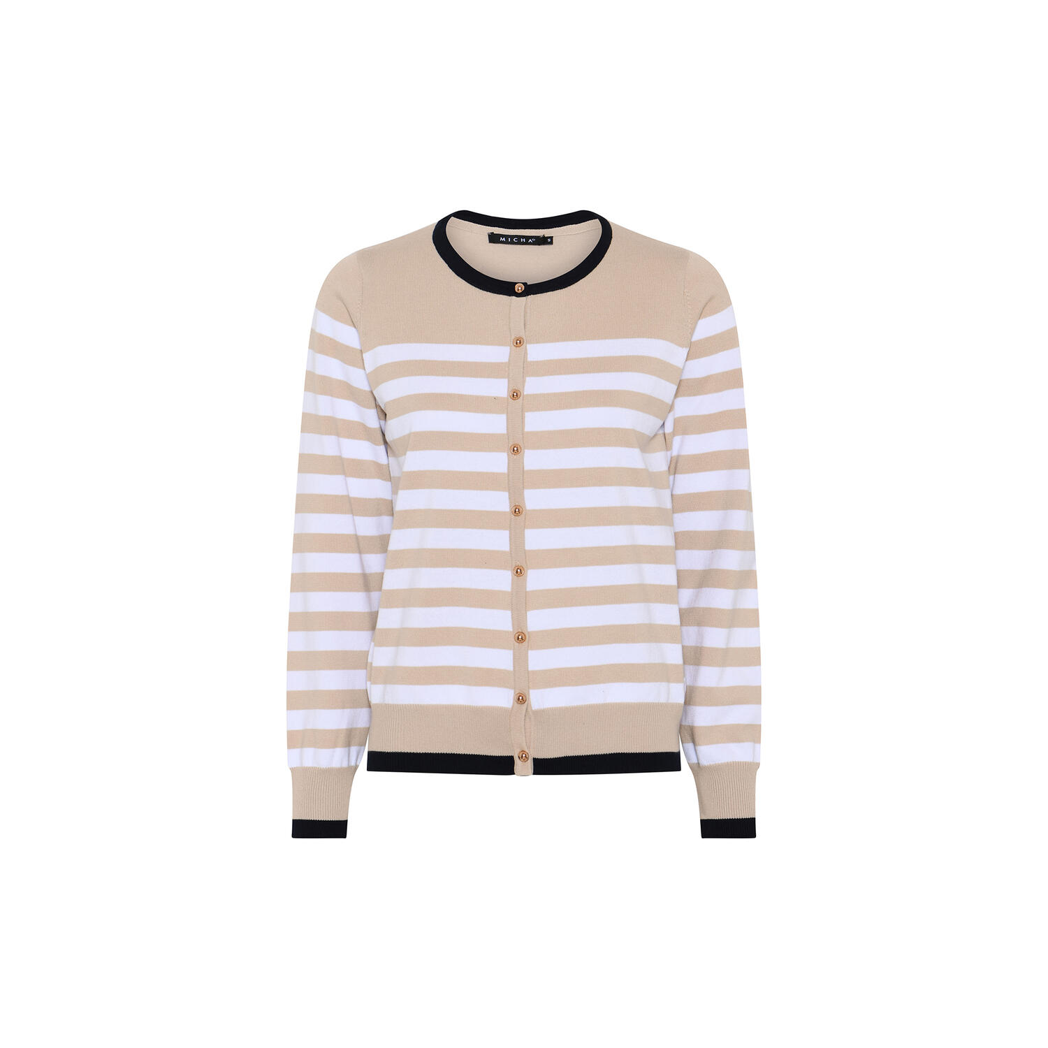 Cotton Nautical Stripe, beach sand/white/navy