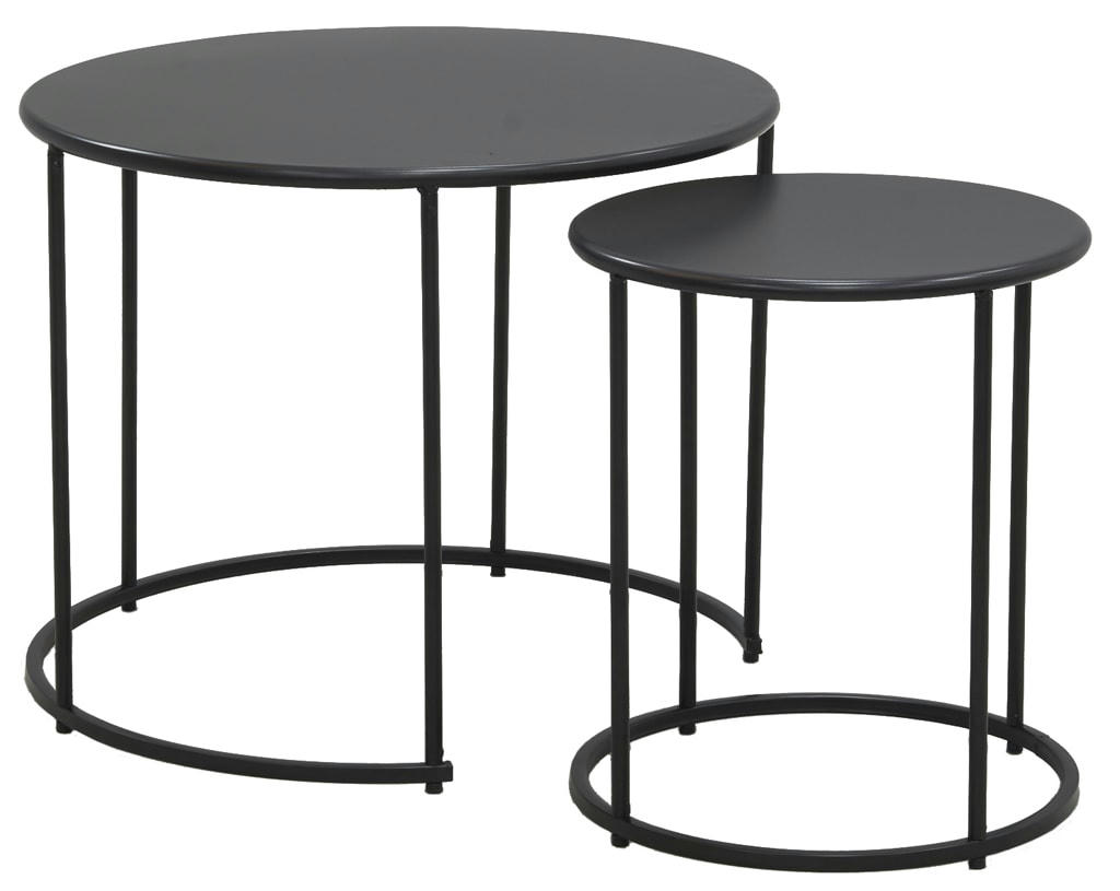 - Tables basses en métal teinté noir (lot de 2)