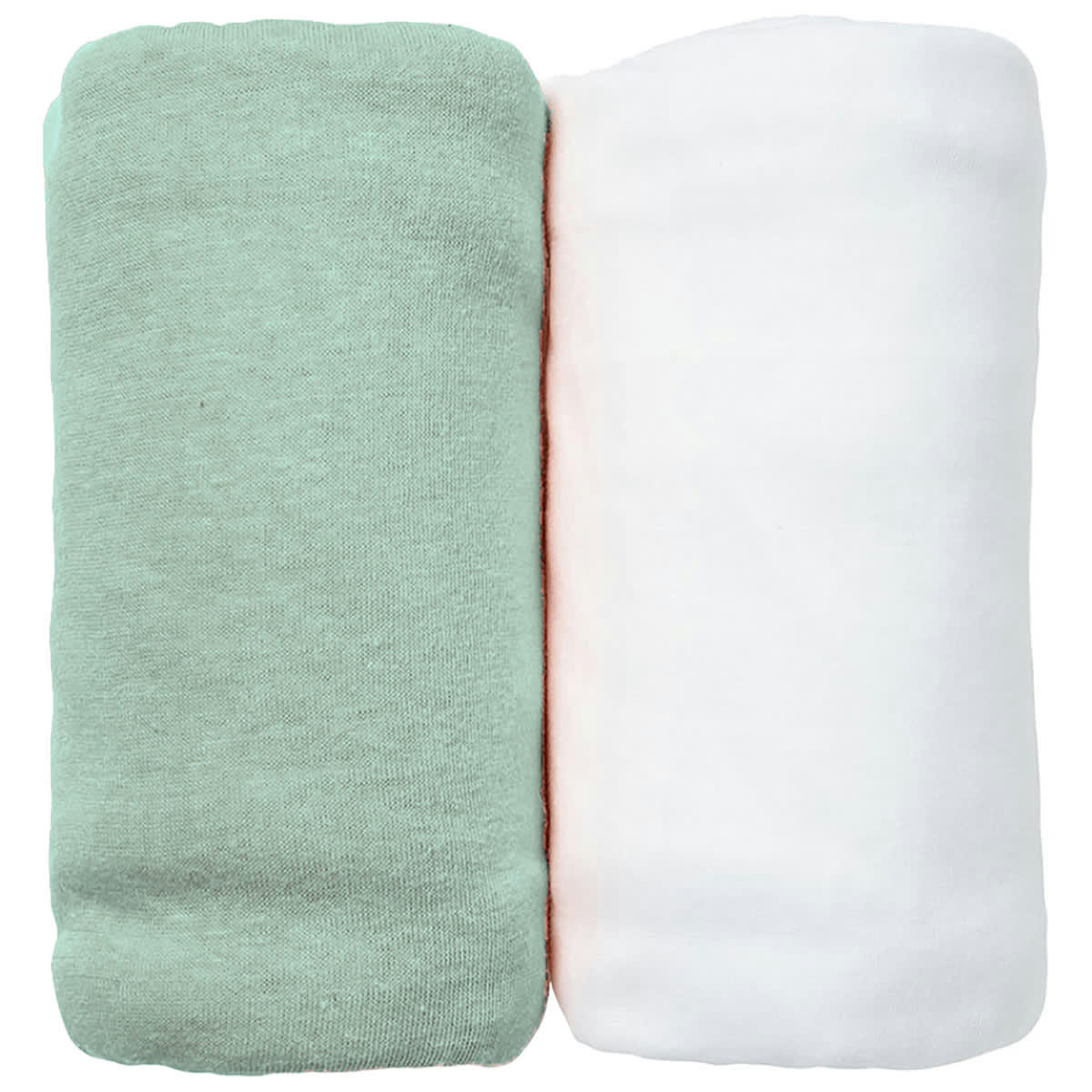 GAMME BIO UNIS - Lot de 2 Draps Housses jersey 60x120 cm Coton bio Blanc/Aqua