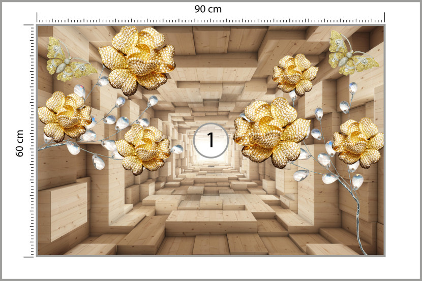 Fototapeta Ścienna TUNEL 3D Abstrakcyjne Kwiaty 90x60cm