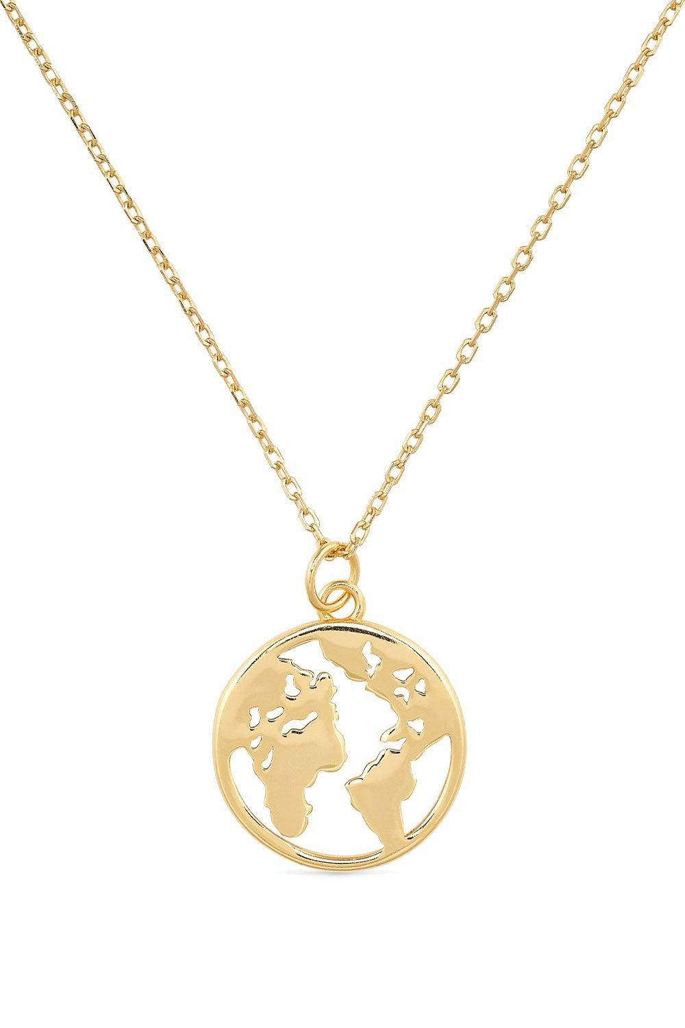 Elk & Bloom Chunky 18K Gold Globe Earth Necklace
