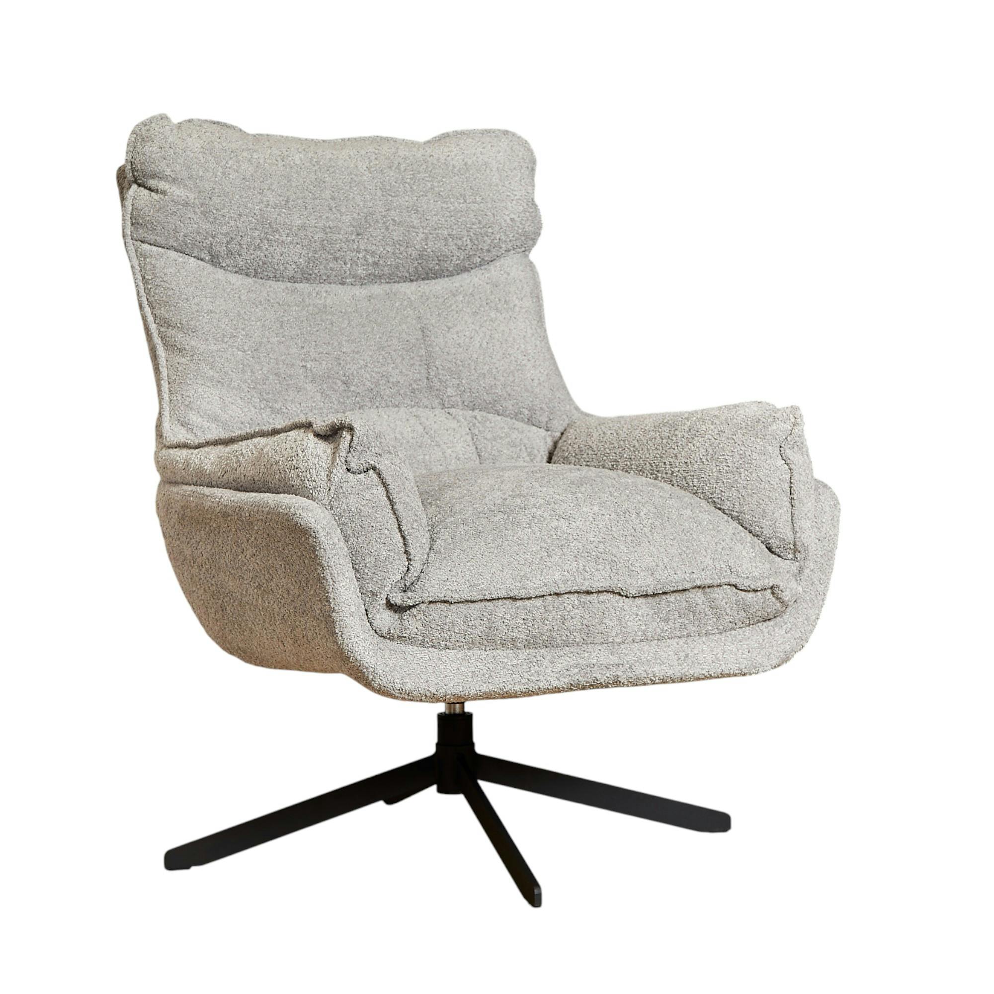 Fauteuil pivotant gris clair en tissu bouclette BELORA