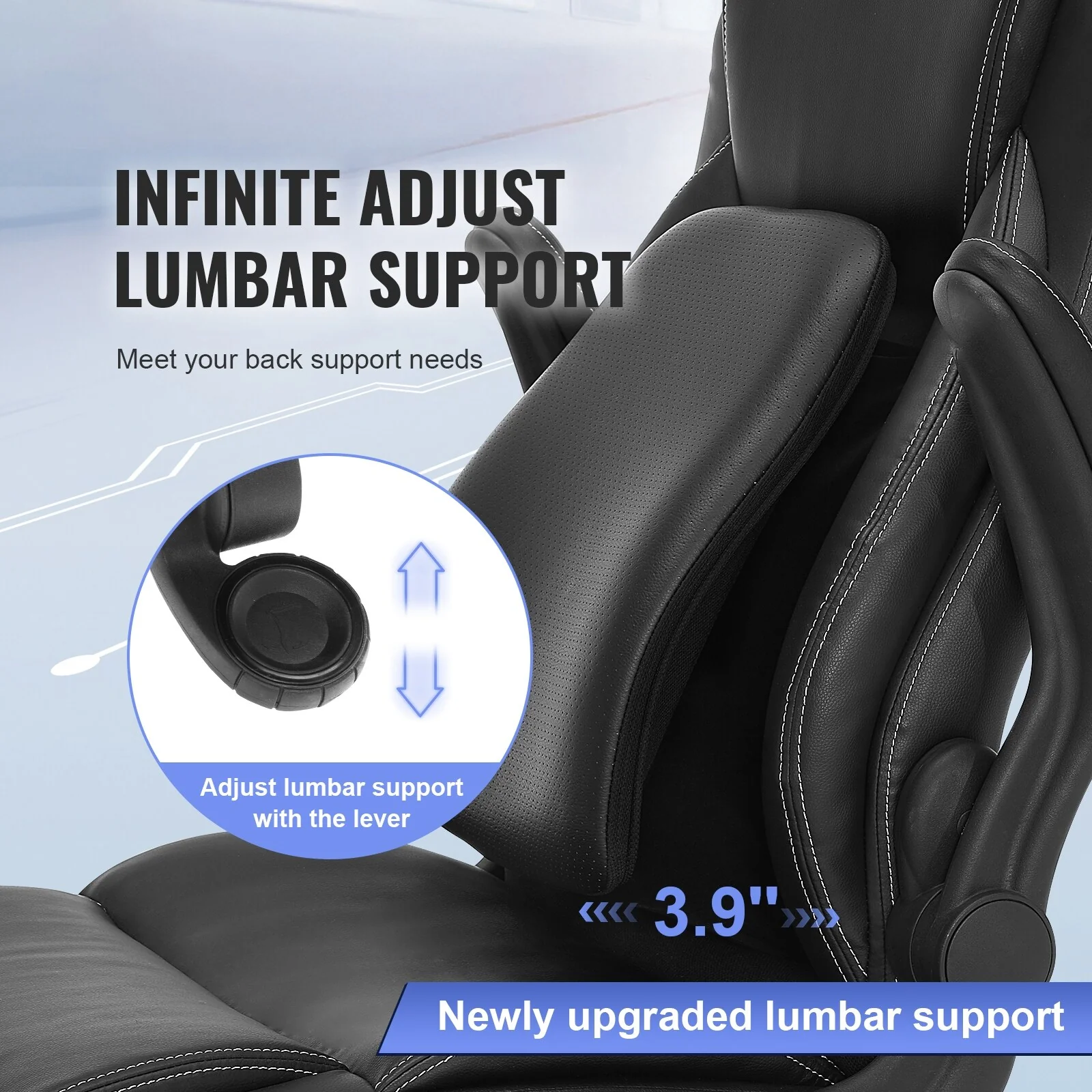 Executive Office Chair with Cutting-edge Adjustable Lumbar Support - 90-120 degrees, 3.93-inch