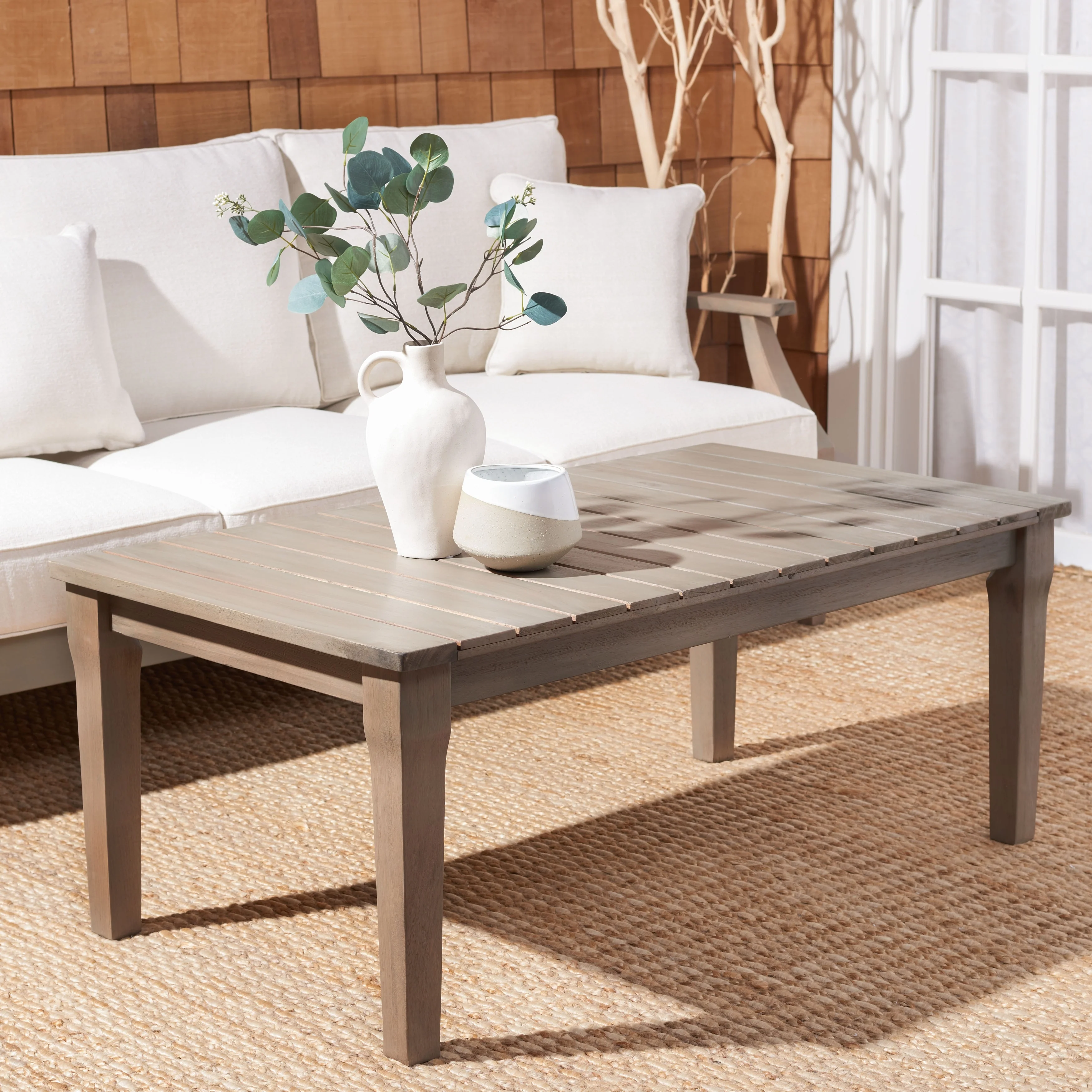 SAFAVIEH Couture Kathern Wood Patio Coffee Table. - 47.4 x 26.4 x 18.5 - 47W x 26D x 19H