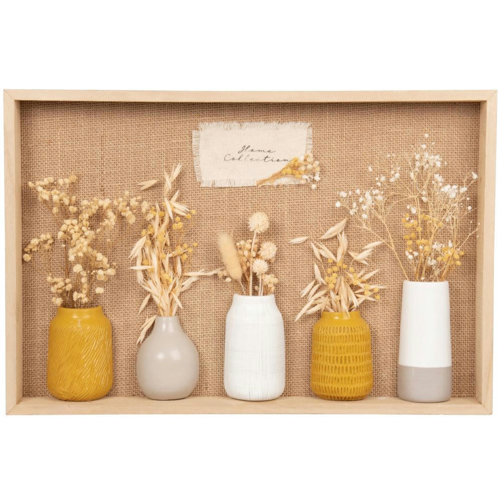 ELIE - Déco murale vase et fleurs séchées 45x30