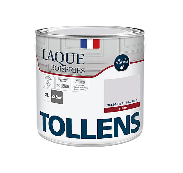 Laque boiseries et métal Tollens RAL 7047 télégris 4 brillant 2L