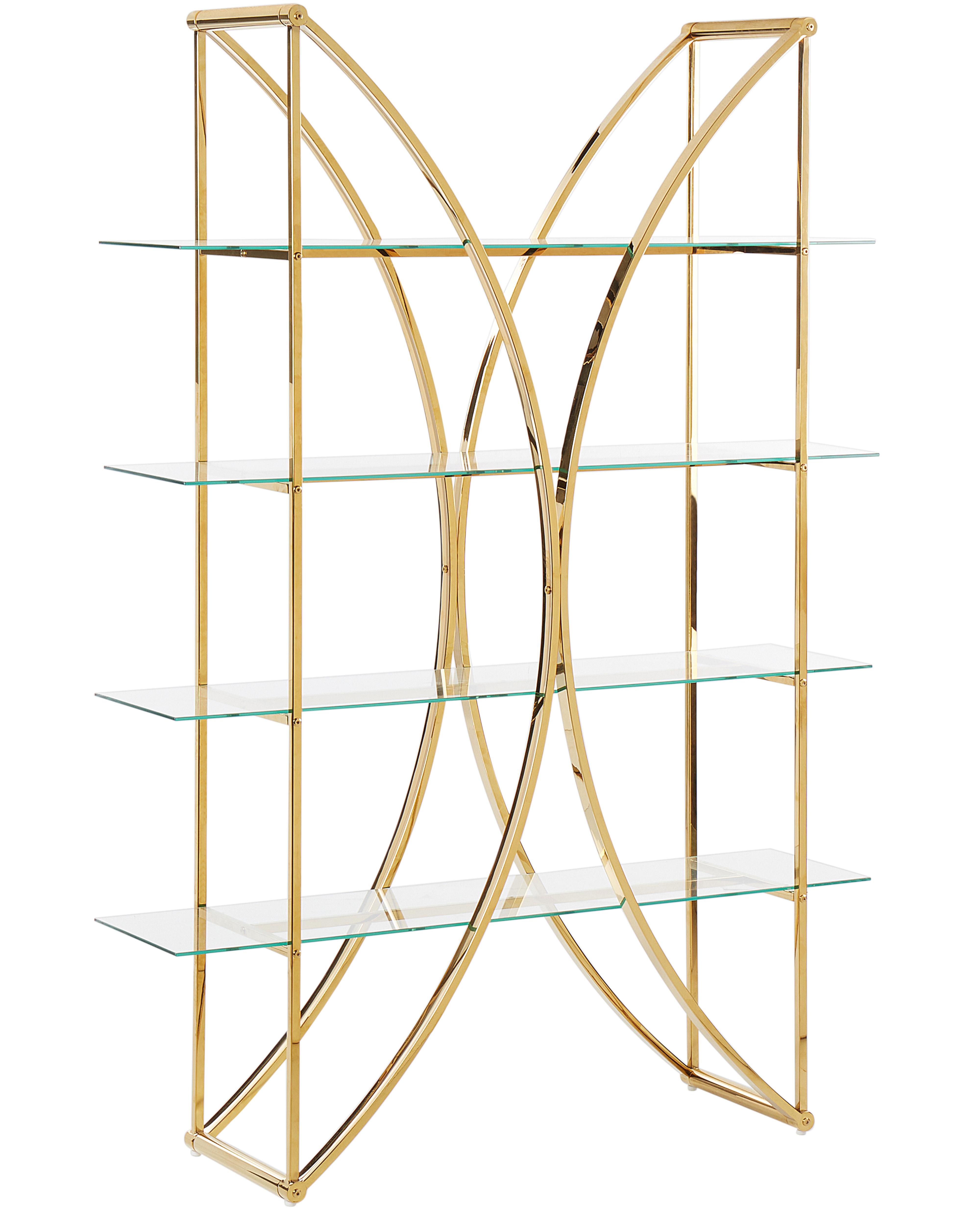 4 Tier Shelving Unit HOLLOW Metal 175 cm Gold