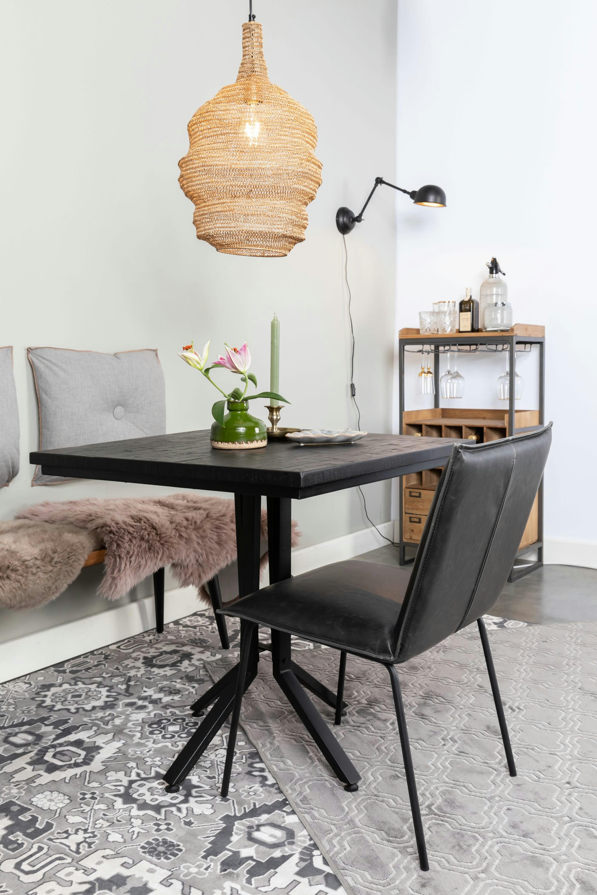 MAZE - Table bistro carrée bois en noir