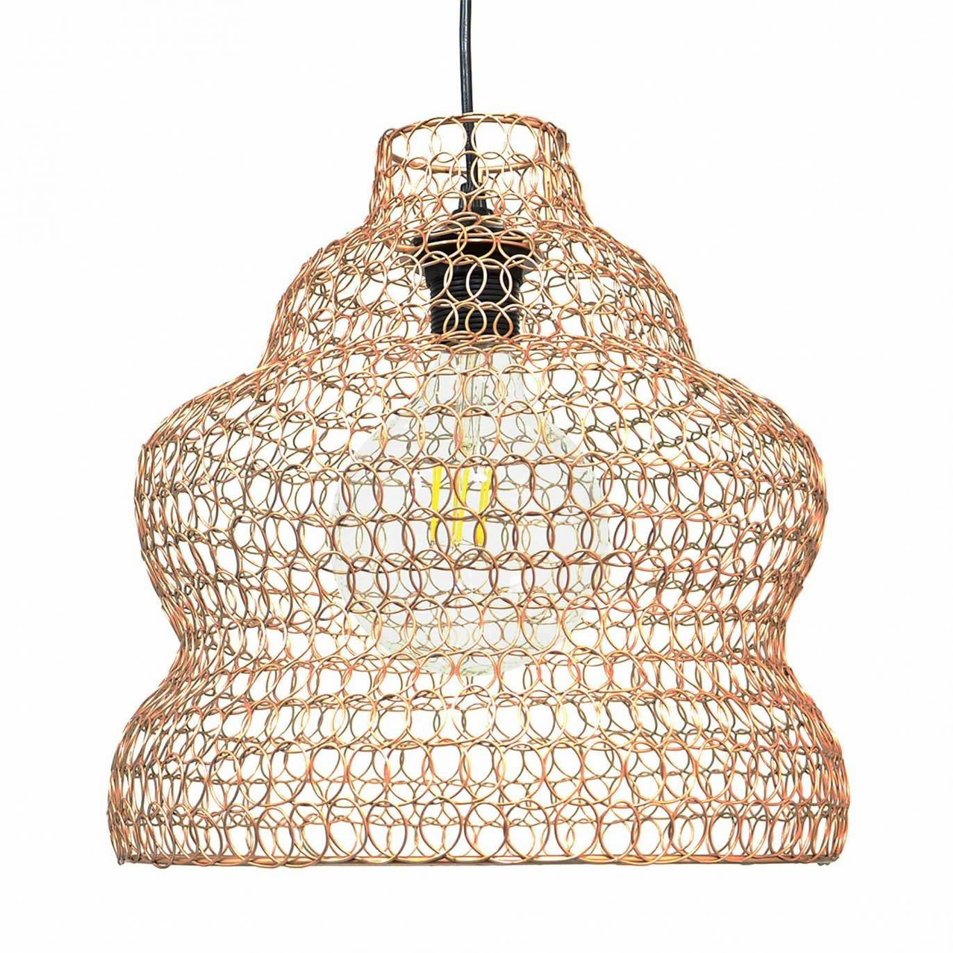 NAVONA - Suspension en métal grillagé cuivré