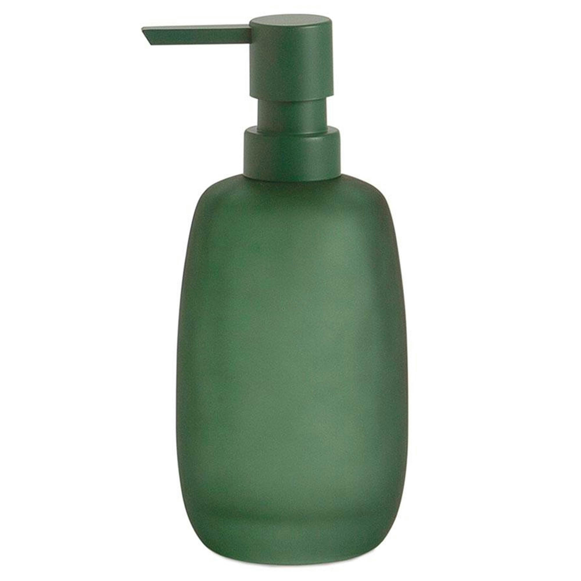 - Distributeur de savon en verre vert mat 8x8x18cm