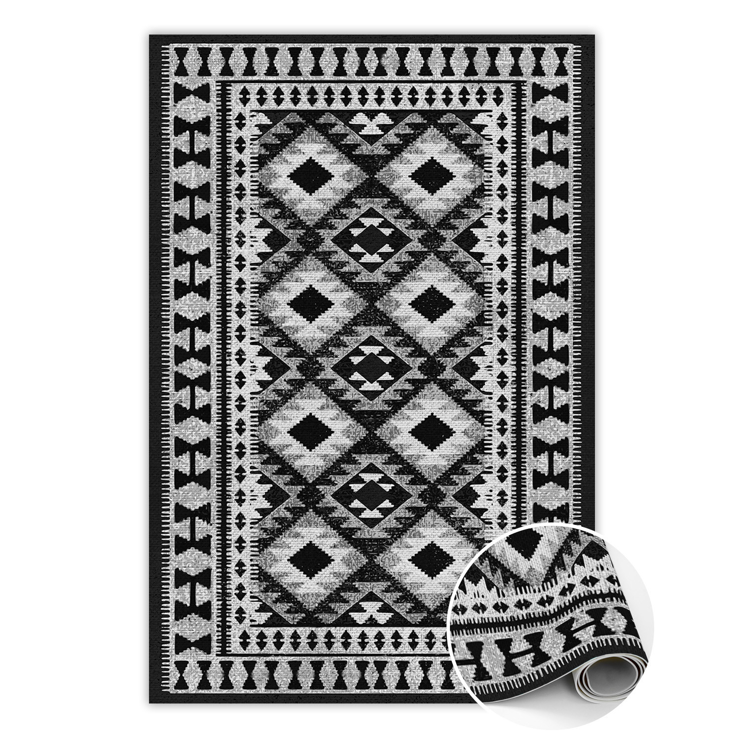 Dywan winylowy do wnętrz Czarne romby 60 x 90 cm
