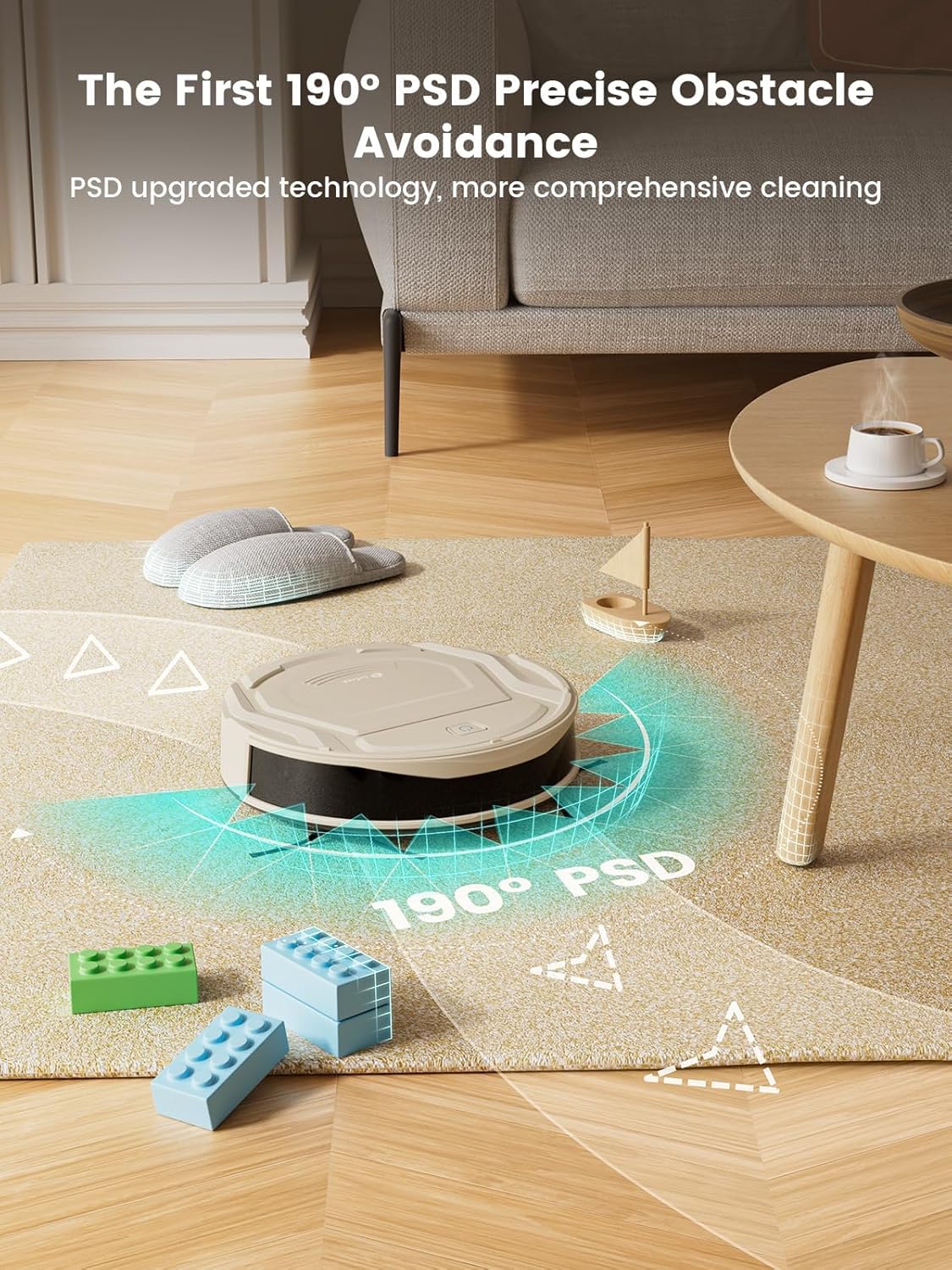 Lefant Robot Vacuum Cleaner M210 Pro,Slim,Quiet,2200Pa Suction,120 Min Self-Charging Robotic Vacuums, Freemove 3.0,WiFi/APP/Alexa,6 Cleaning Modes Ideal for Hard Floors Pet Hair Low Carpet,Champagne