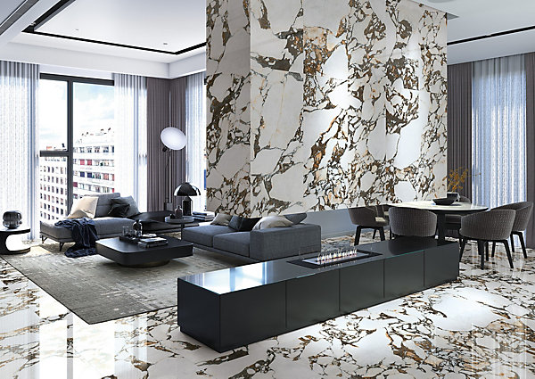 Carrelage Aspect marbre Marbella blanc poli 80x80 cm