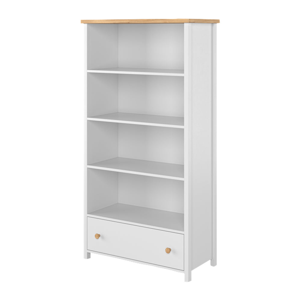 by fonQ Havin Boekenkast met Lade - Wit / Nash Eiken