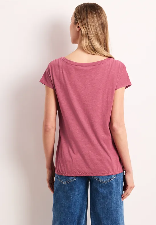 Shirt mit Rundhals und Raffung