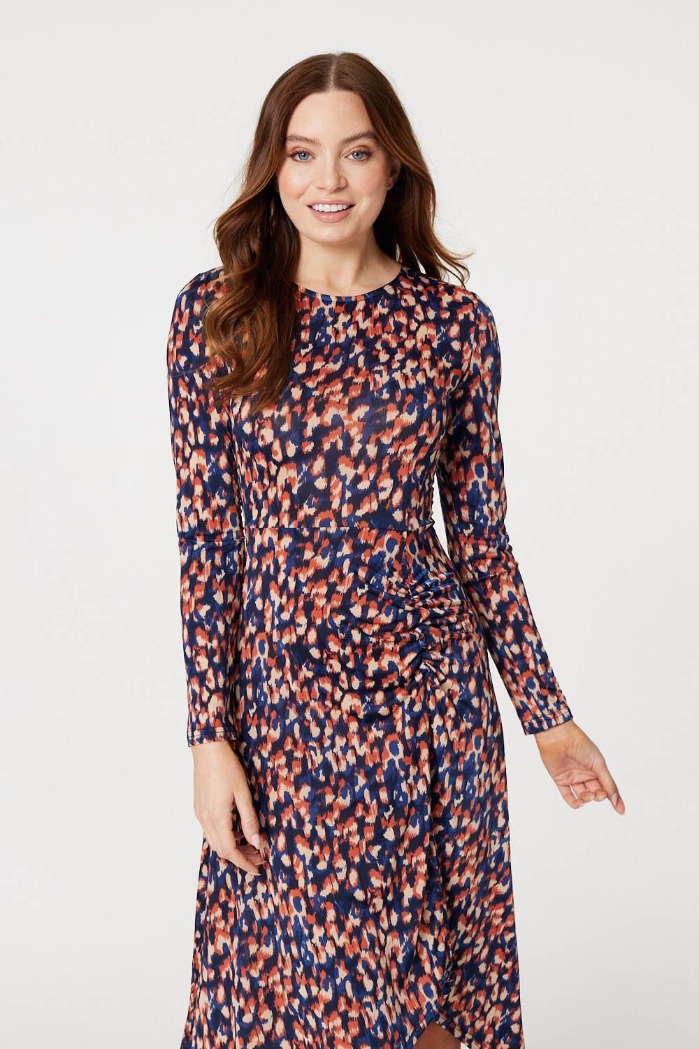 Izabel London Printed Hanky Hem Midi Dress
