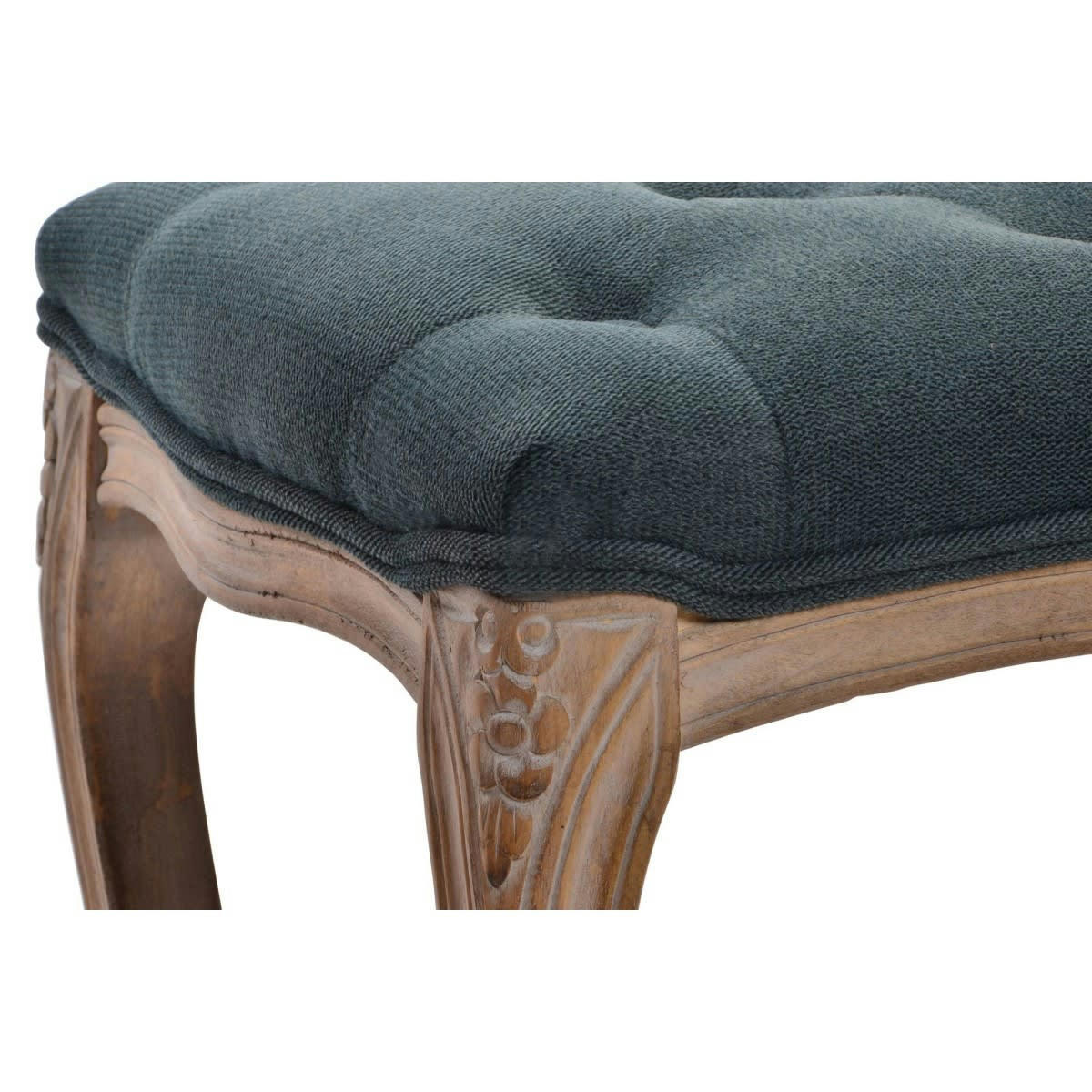 - Banquette capitonnée classique bois naturel et polyester gris