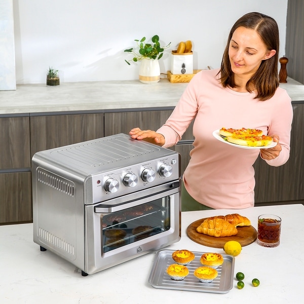 HOMCOM 7-in-1 21 qt. Air Fryer Toaster Oven Combo for 4 Slices of Bread or 9" Pizza