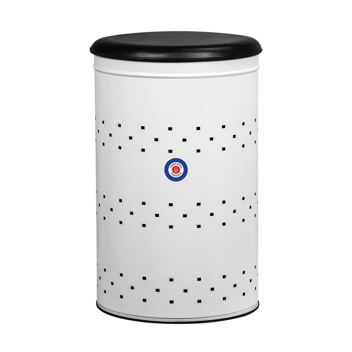 LINA - Panier à linge 65L en Métal Blanc