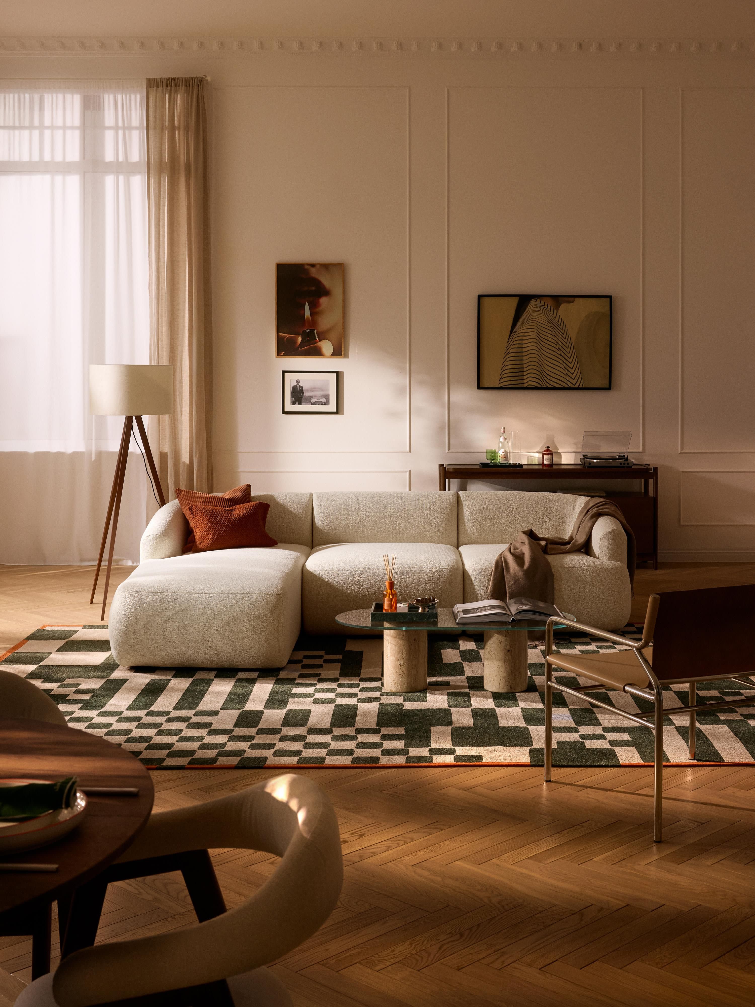 Modulares Bouclé-Ecksofa Sofia (3-Sitzer)