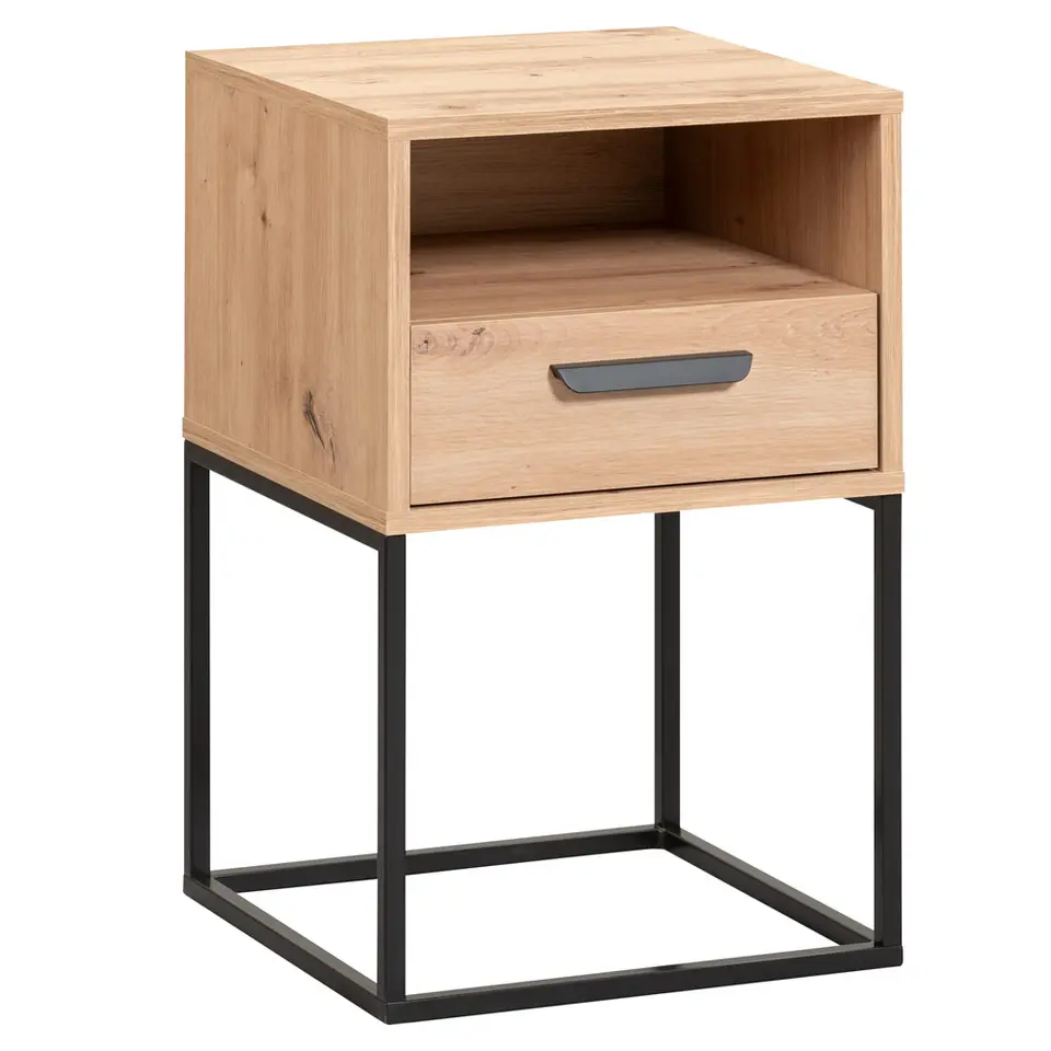 Nachtkastje Tokio - 1 lade en vak - eikenkleur