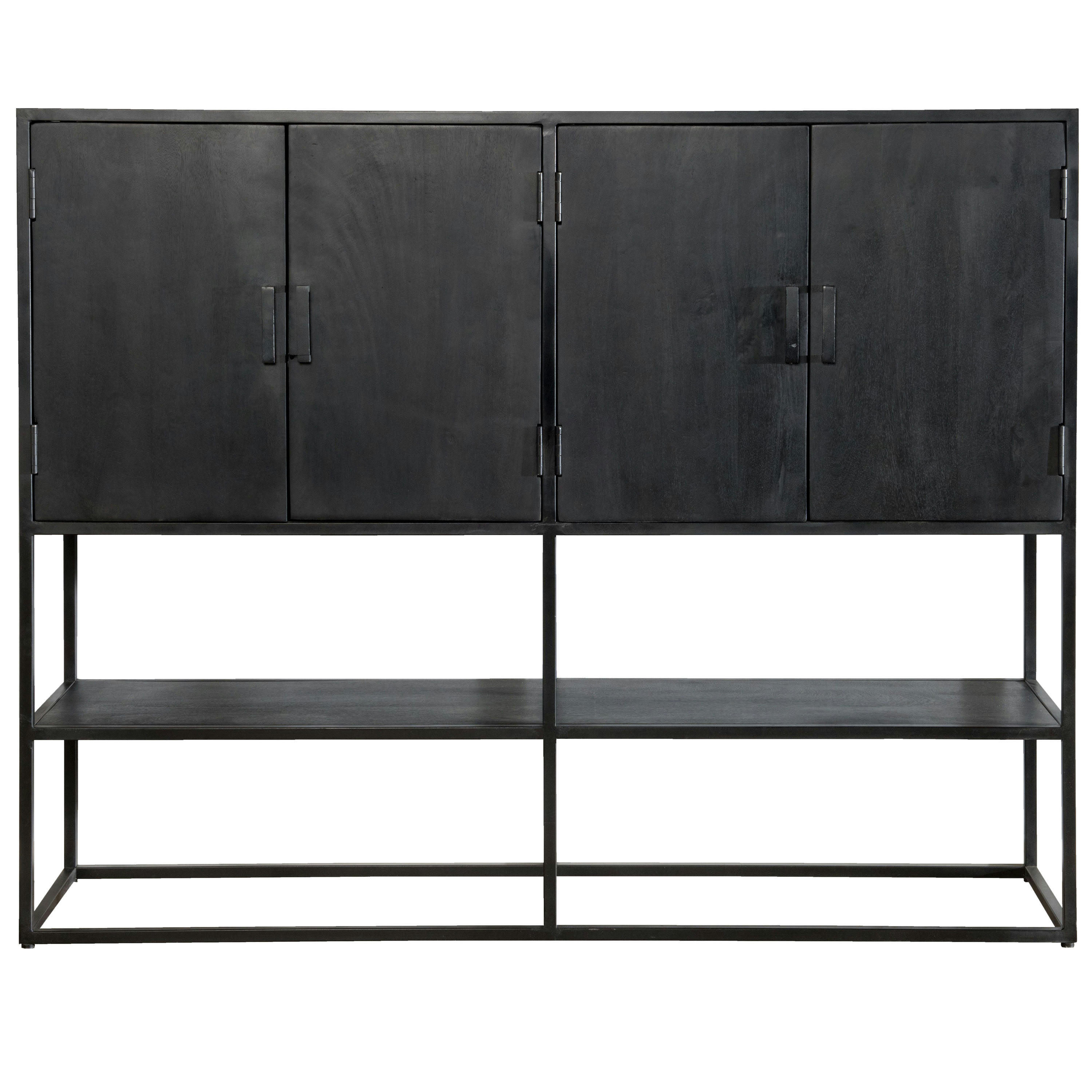 UZES - UZES-Bahut haut 4 portes en Manguier massif noir et métal